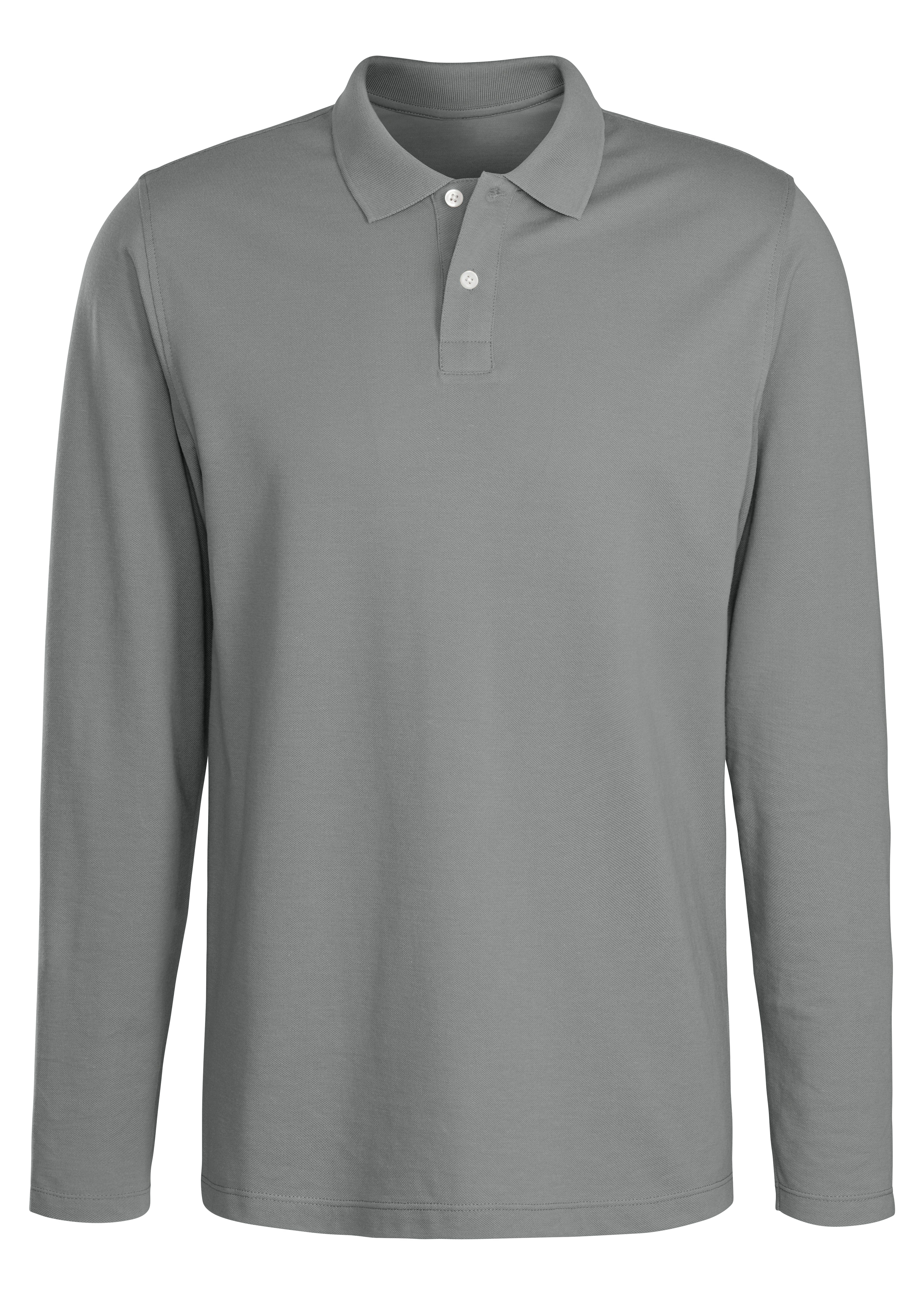 Beachtime Poloshirt met lange mouwen Shirt met polokraag en knoopsluiting van katoen-piqué