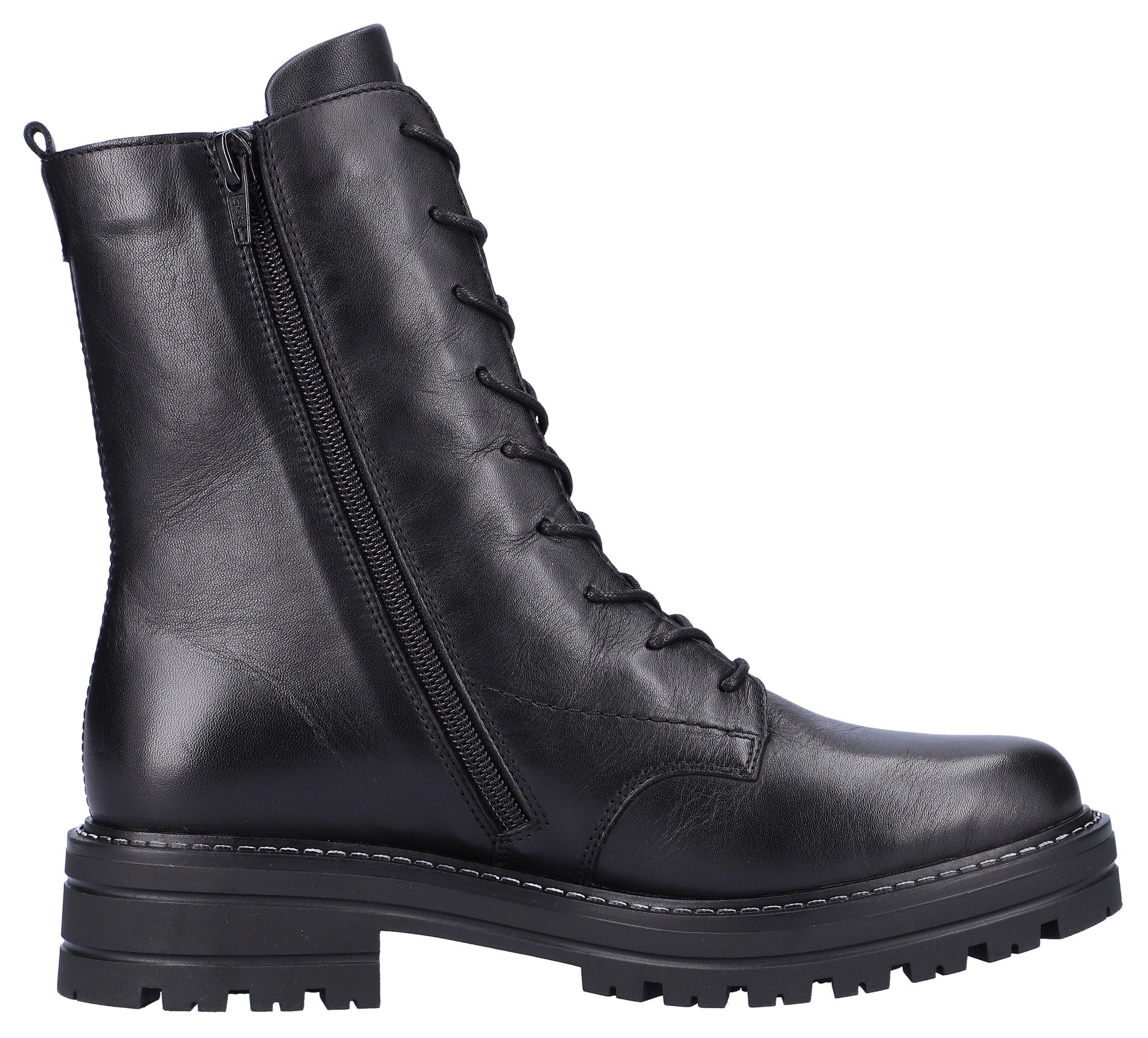 Remonte Veterlaarsjes blokhak, veterschoenen, chunky boots met contrast-raamstiksels