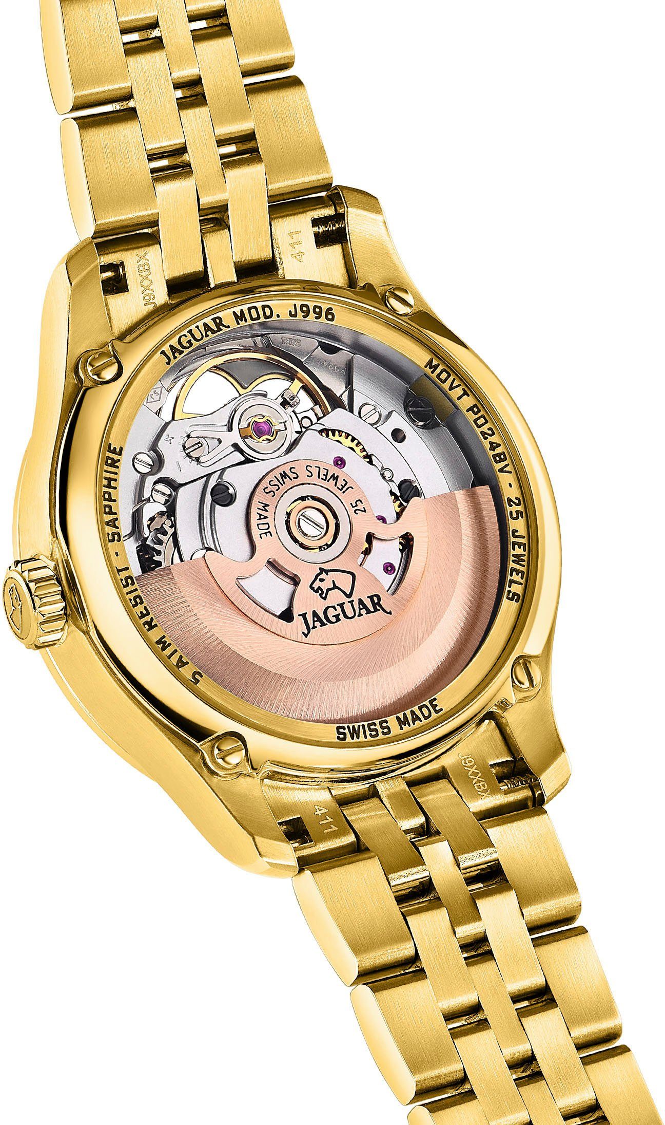 Jaguar Automatisch horloge Polshorloge, dameshorloge, open balans in hartvorm, saffierglas, Swiss Made
