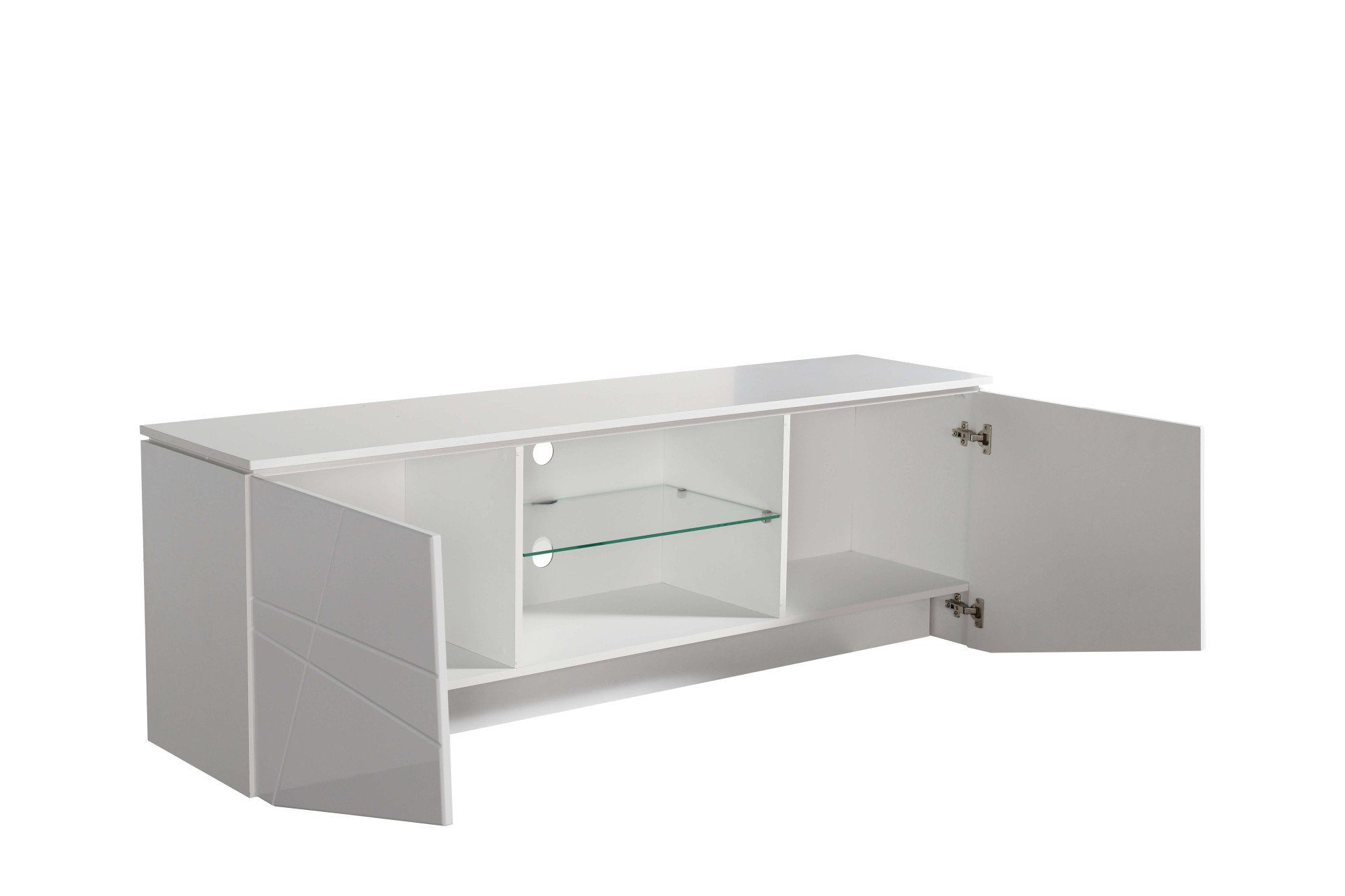 INOSIGN Tv-meubel Cadiz TV-Board TV-kast met hoogglans fronten en frezingen, glazen plank
