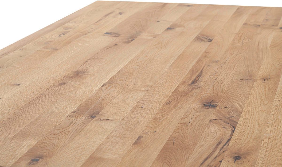 MCA furniture Eettafel BARLETTA uitschuifbare tafel 180-280 cm massief, doorlopende lamel, verdubbeld, metaal, tafelblad 5,0 cm