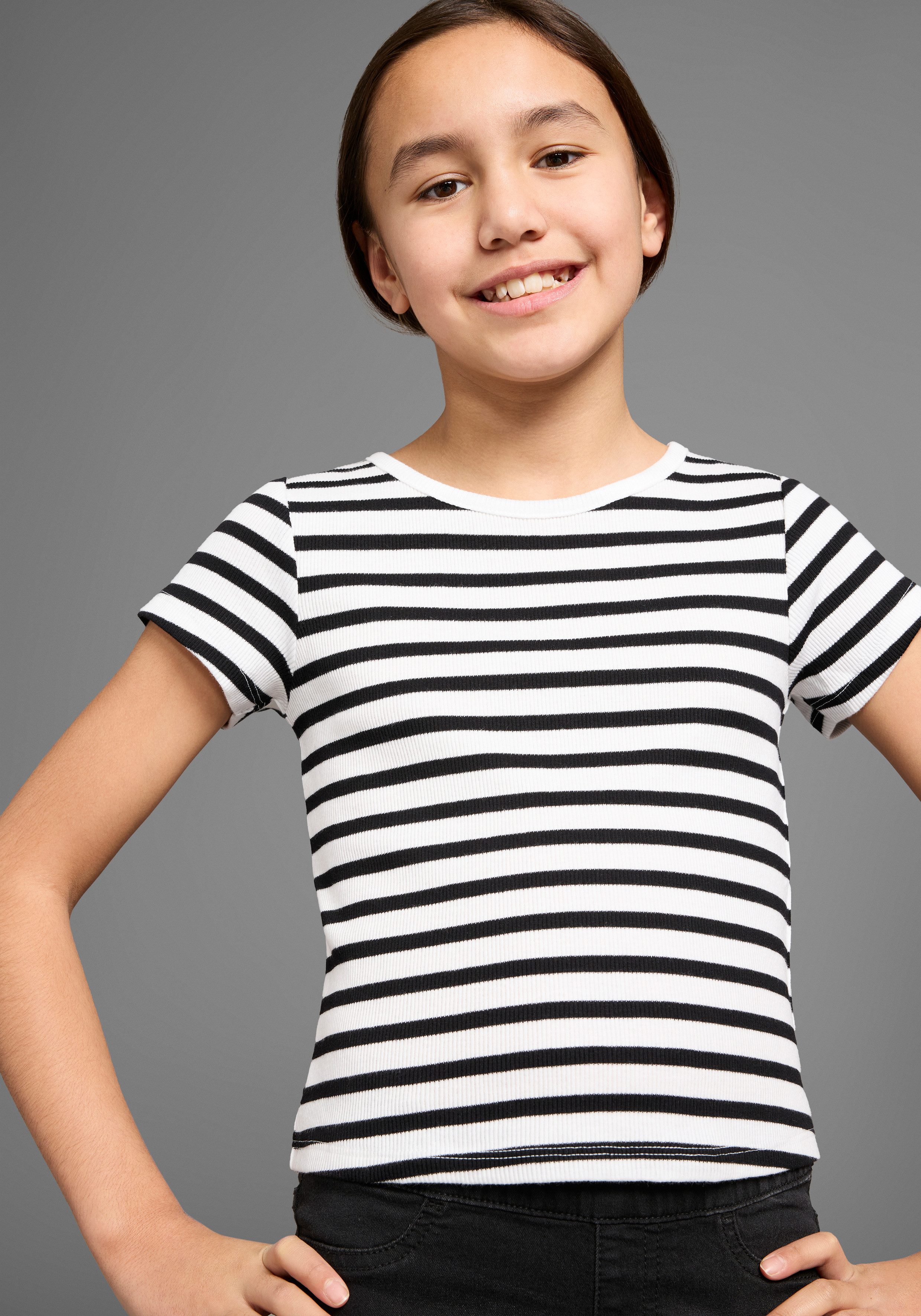 KIDSWORLD T-shirt 2-pack T-shirts in elastische ribkwaliteit (set, 2-delig)