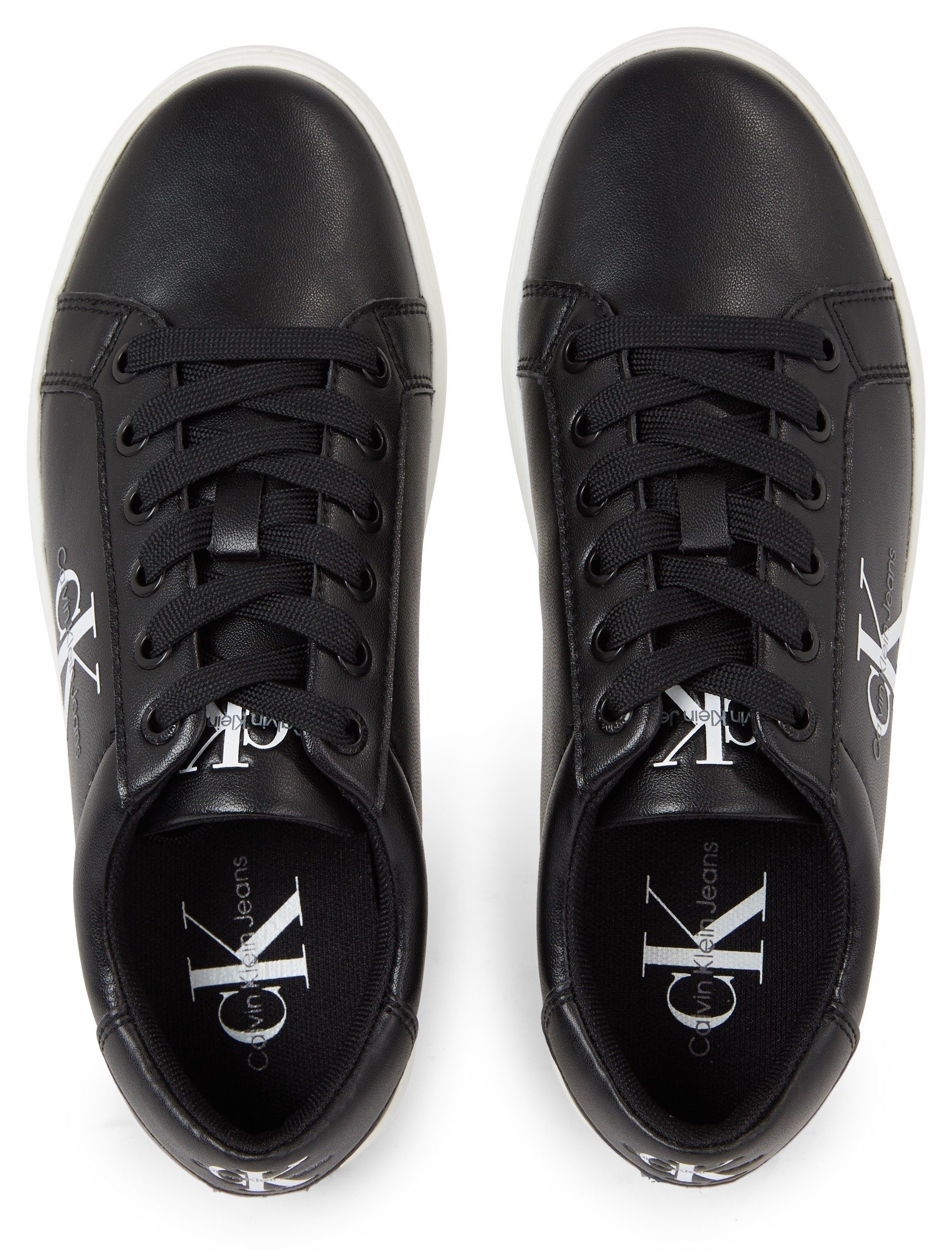 Calvin Klein Sneakers CLASSIC CUPSOLE LACEUP LTH WN met zijlogo, vrijetijdsschoen, lage schoen, veterschoen