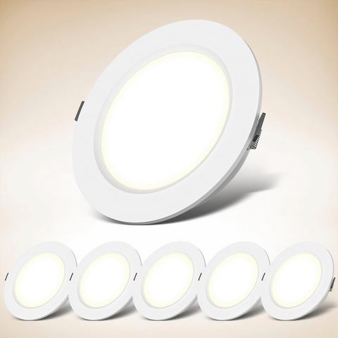 B.K.Licht Inbouwlamp BK_EL1557 6er-Set Bad-LED-Einbauspots, Weiß, XL, IP44, Ultra Flach (6 stuks)
