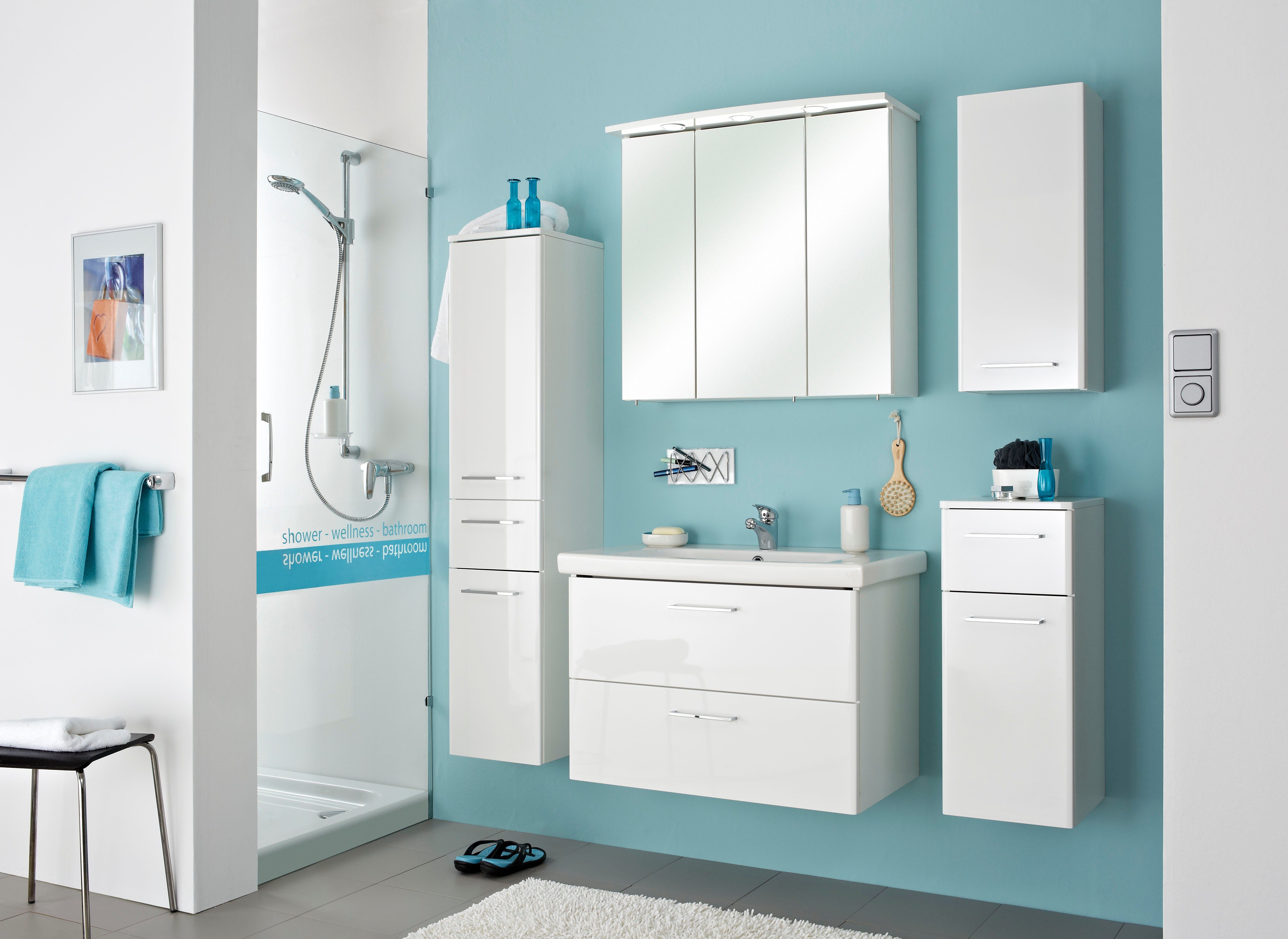 Saphir Halfhoge kast Quickset 316 Badkamermeubel 30 cm breed, 2 deuren, 1 lade Badkamer-halfhoge kast inclusief deurdemper, grepen in glanzend chroom