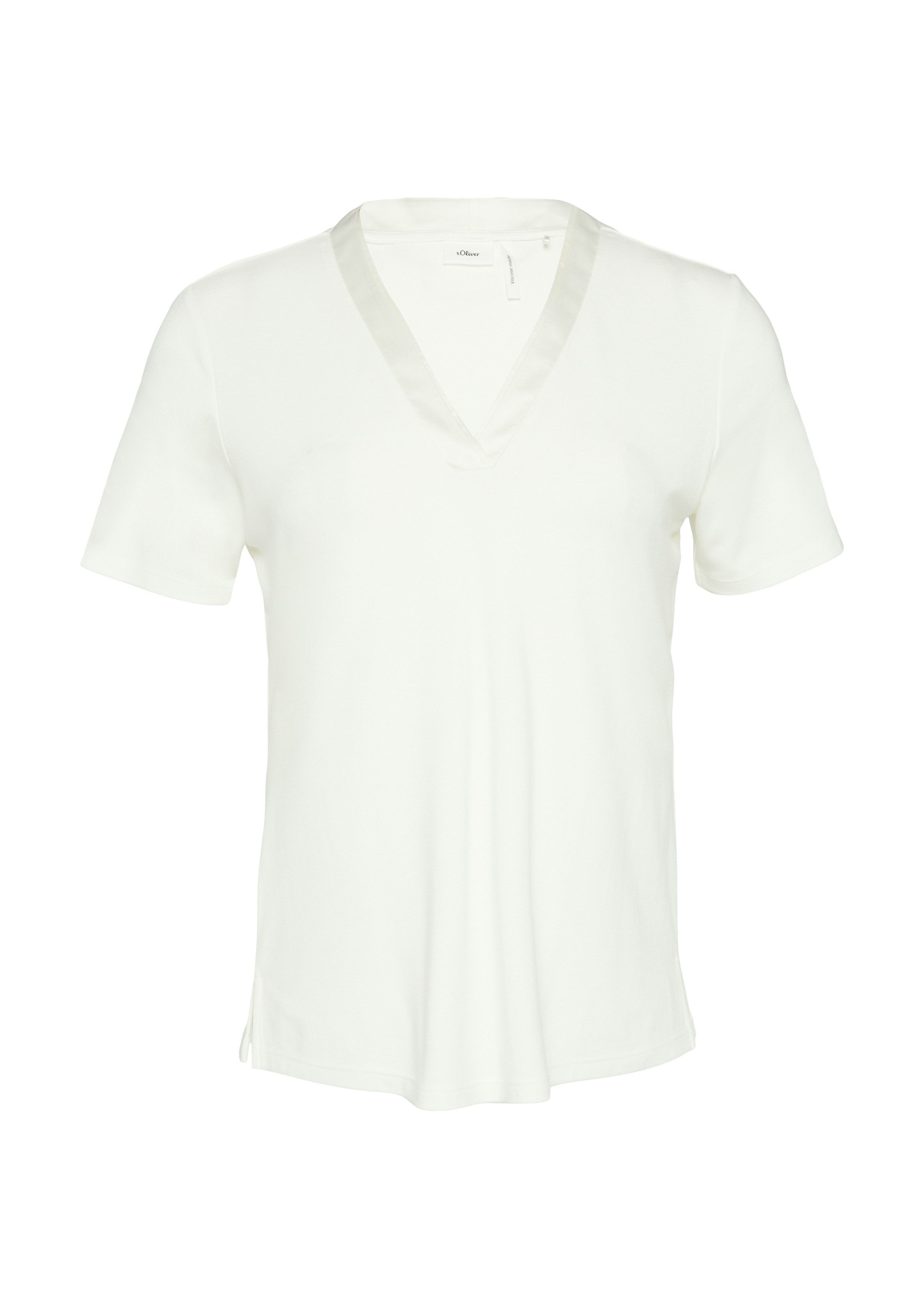 s.Oliver BLACK LABEL T-shirt met satijnen v-hals