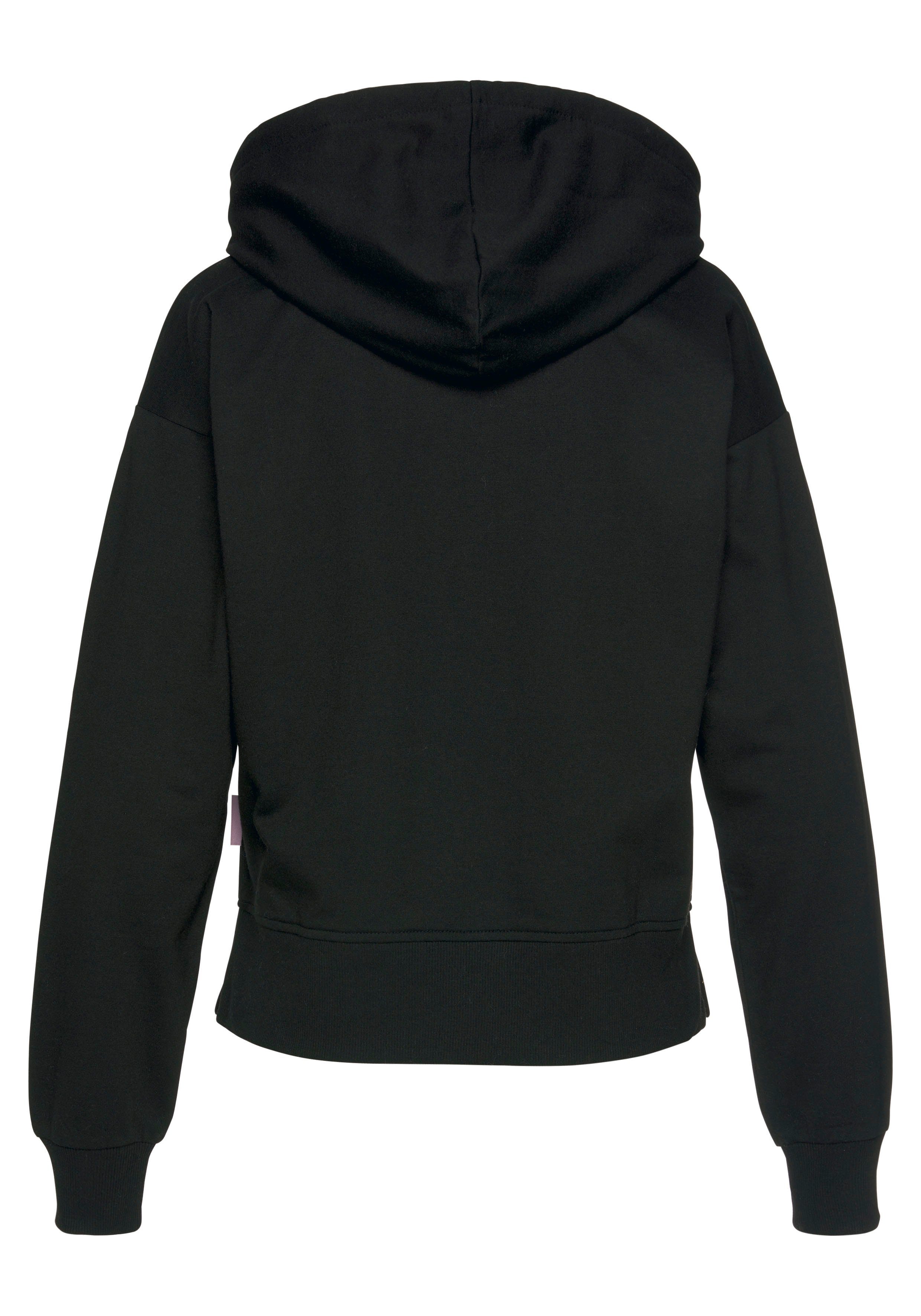 Lascana Capuchonsweatvest Homewear met koperkleurige rits en logo-borduursel, loungewear
