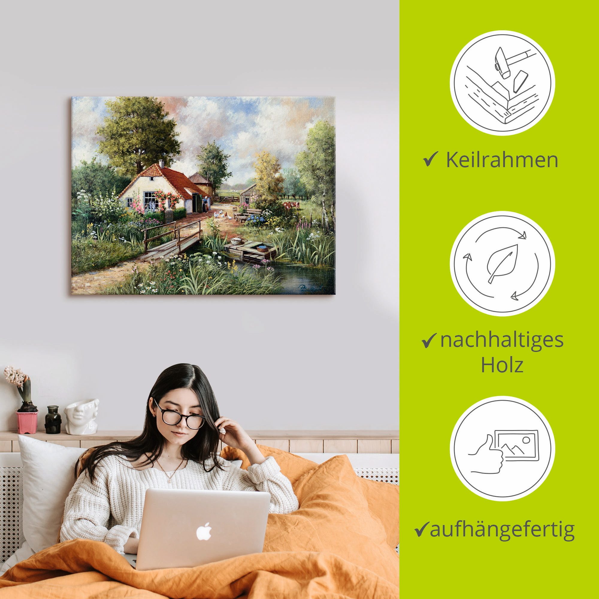 Artland Artprint Boerderij als artprint op linnen, poster in verschillende formaten maten