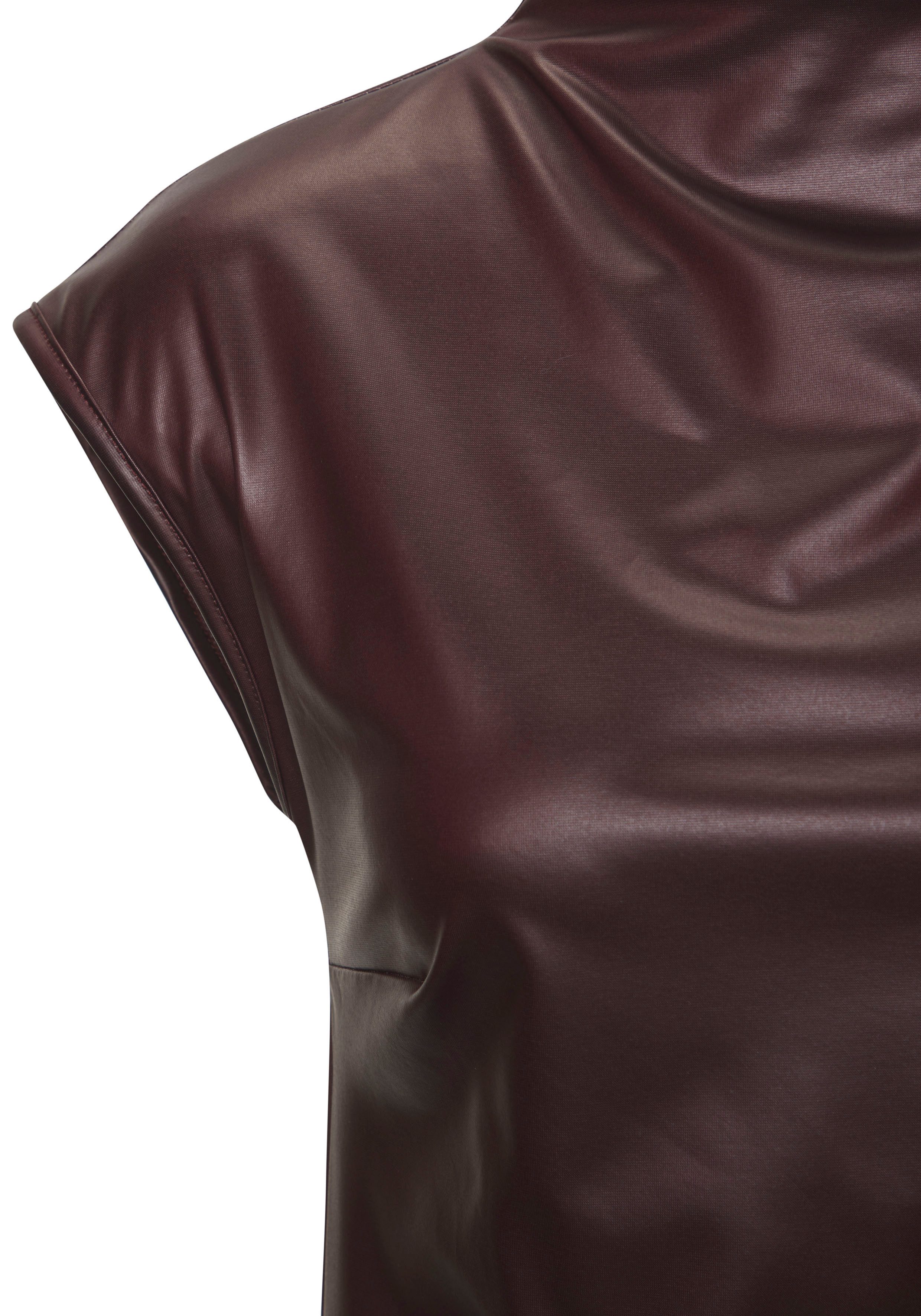 Lascana Shirt met ronde hals van imitatieleer, party top
