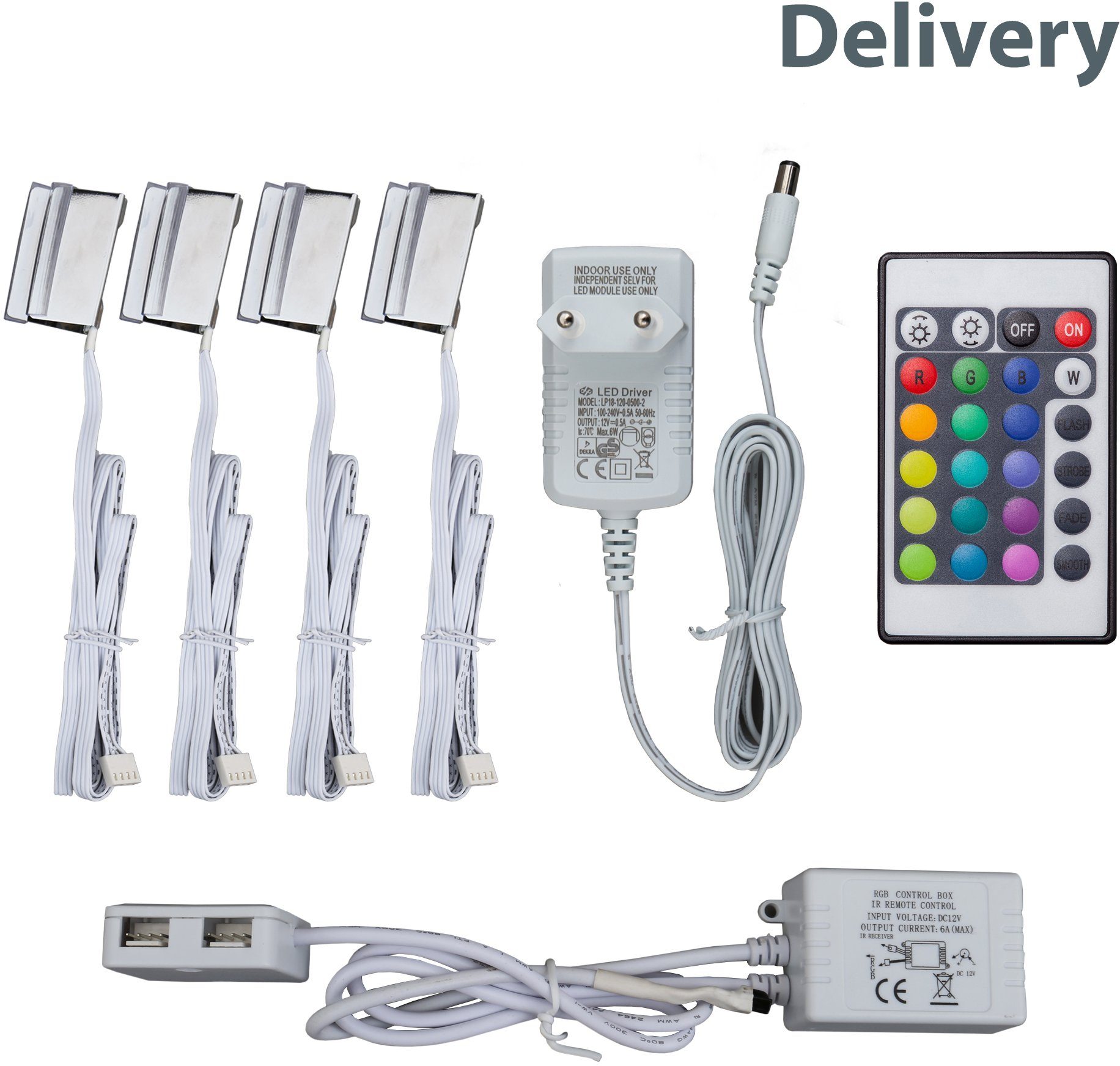 B.K.Licht Decoratieve ledverlichting LED clips, RGB, glasbodem verlichting, glasrandlichten, lampen
