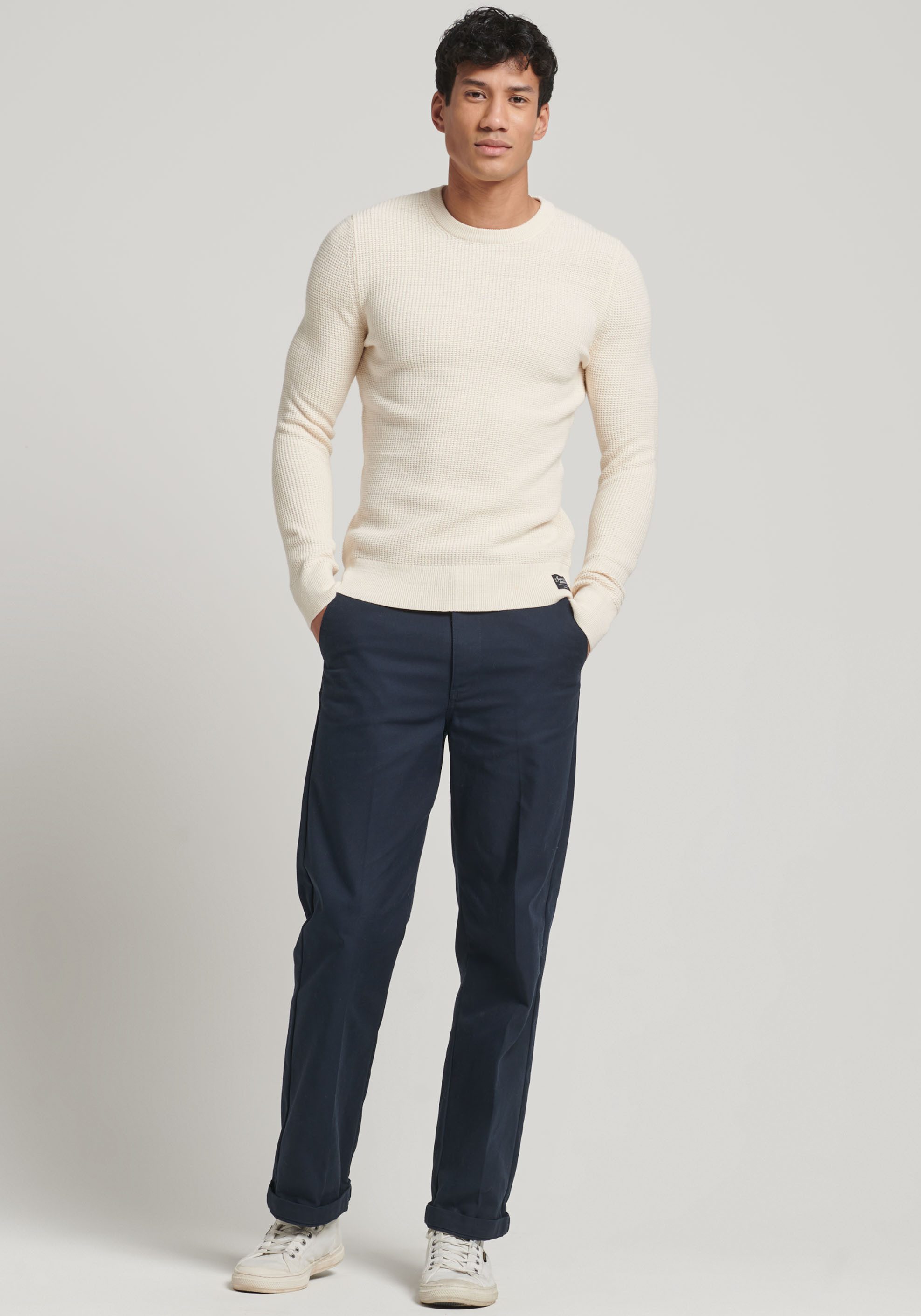 Superdry Gebreide trui TEXTURED CREW KNIT JUMPER met gestructureerd wafelbreipatroon
