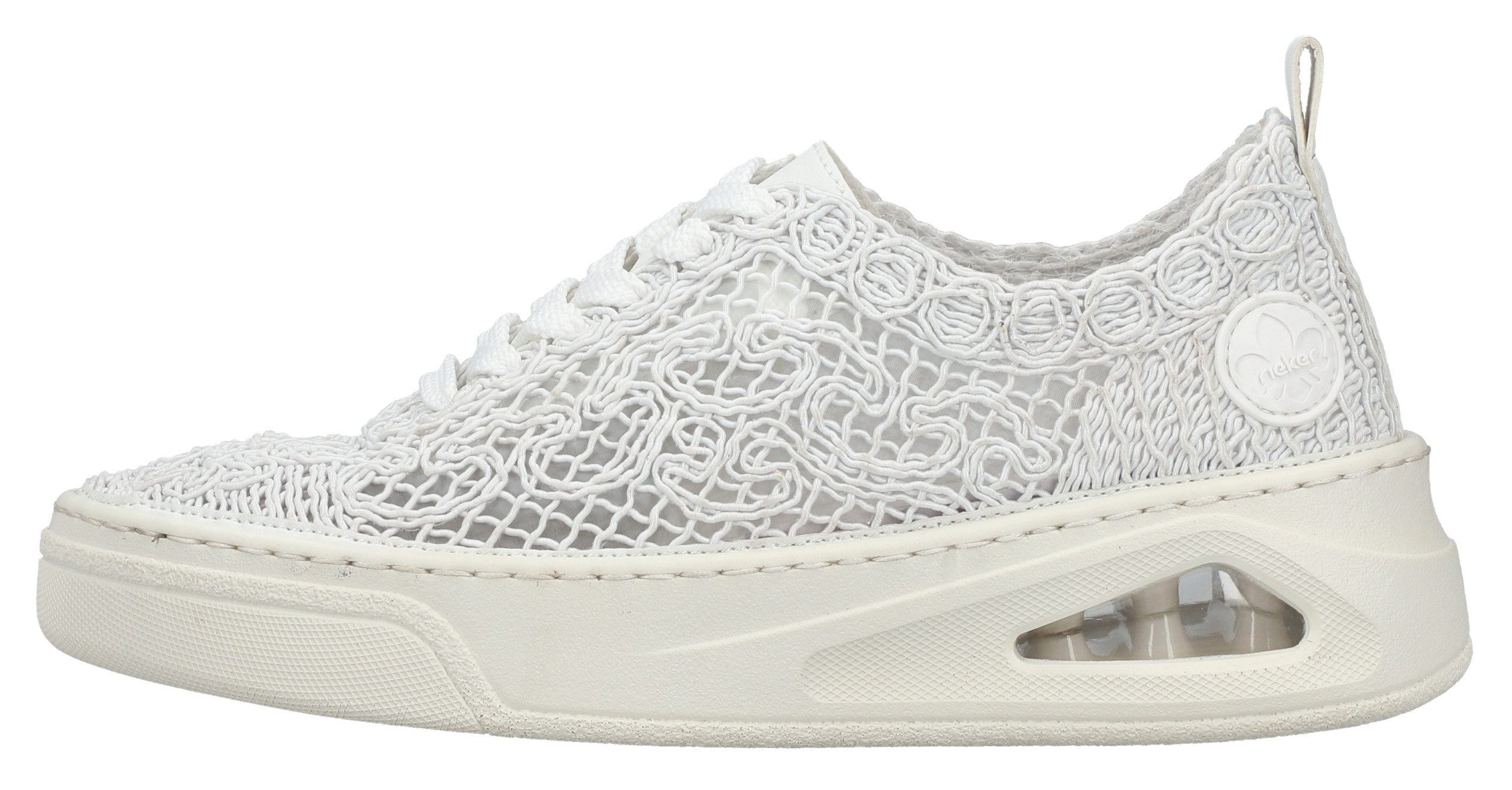 Rieker Plateausneakers , veterschoen, lage schoen in zomerse macramé-look