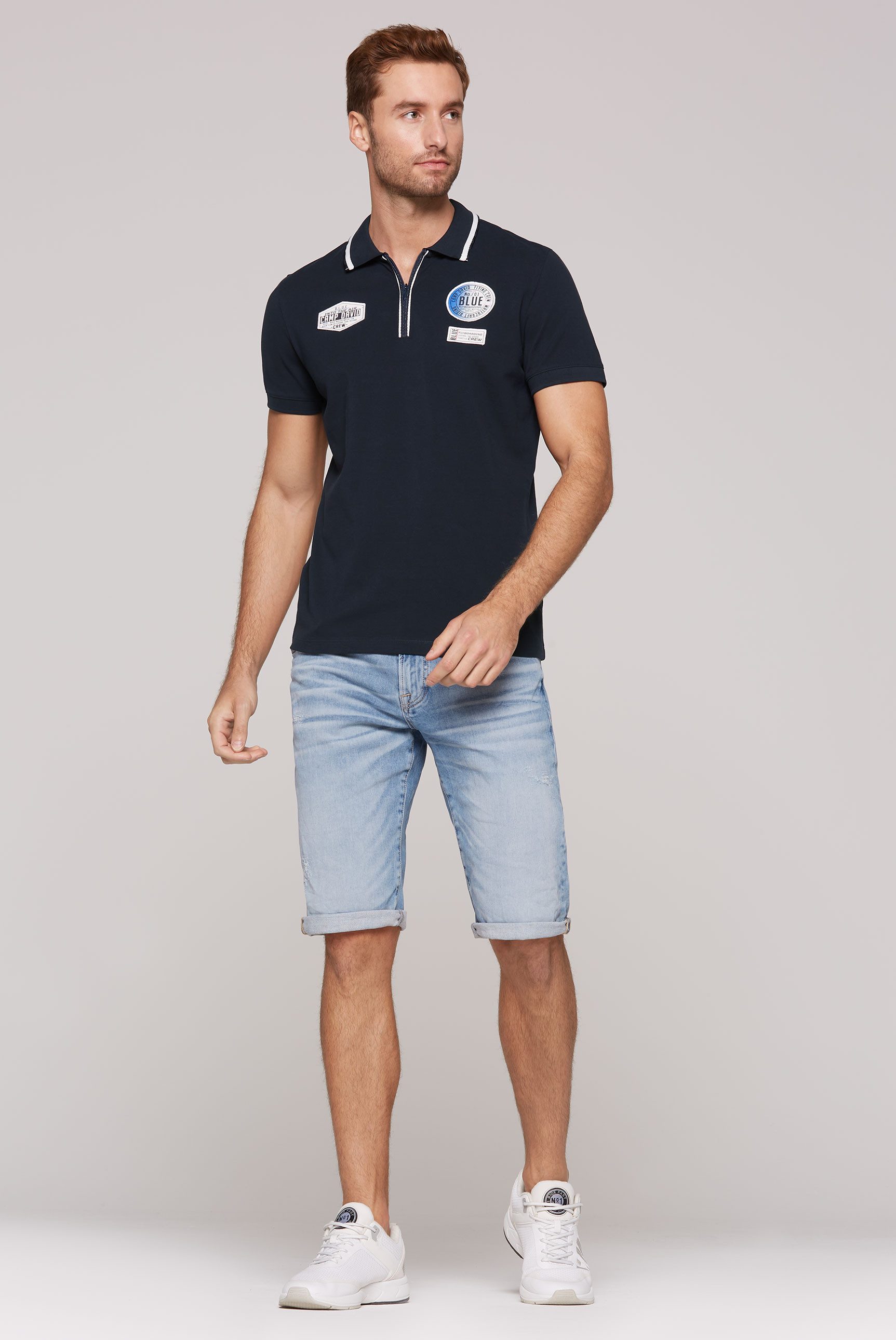 CAMP DAVID Poloshirt met geborduurd logo