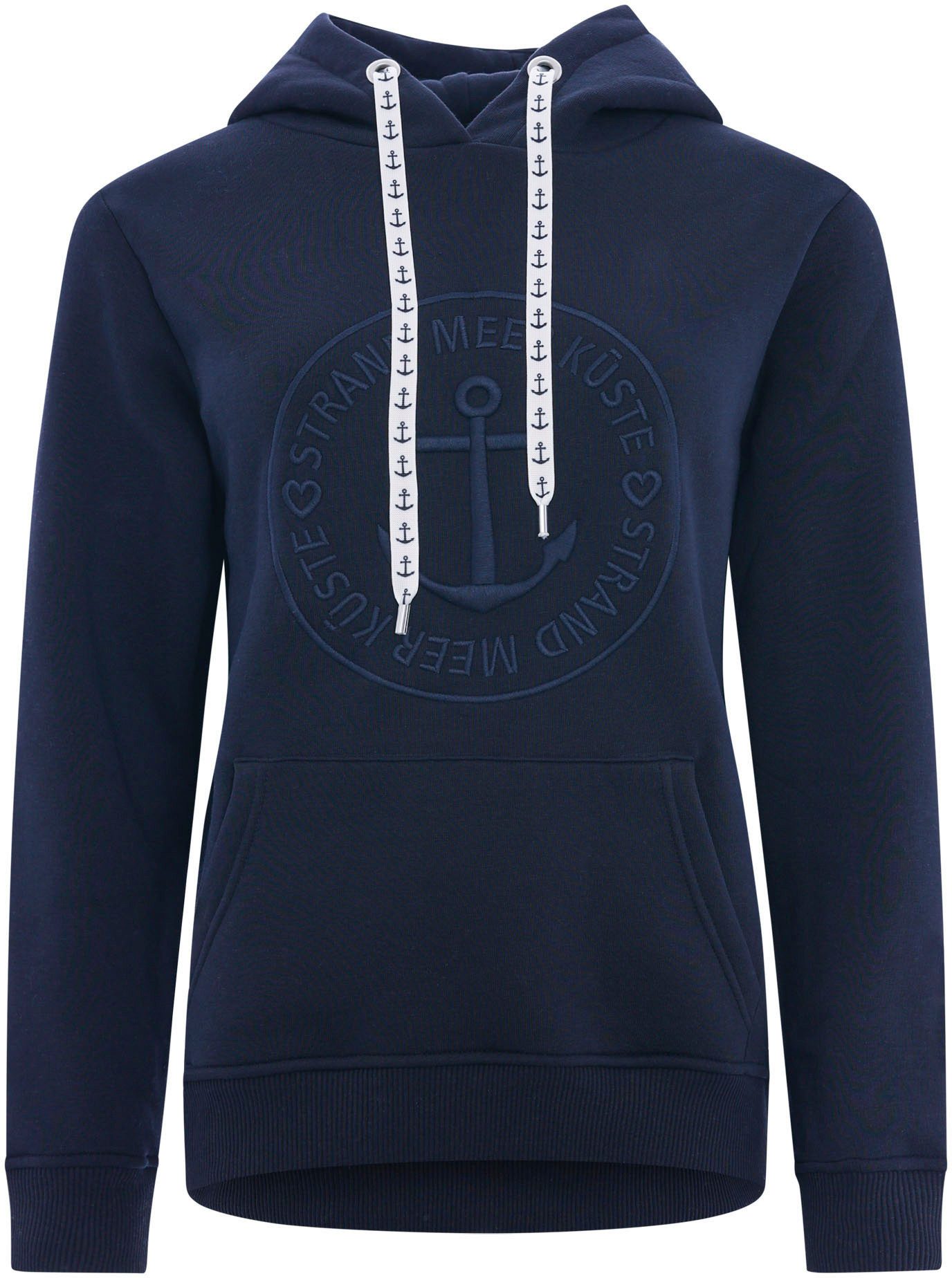 Zwillingsherz Hoodie Strand Zee Kust met capuchon en gelijkkleurig geborduurd anker-motief