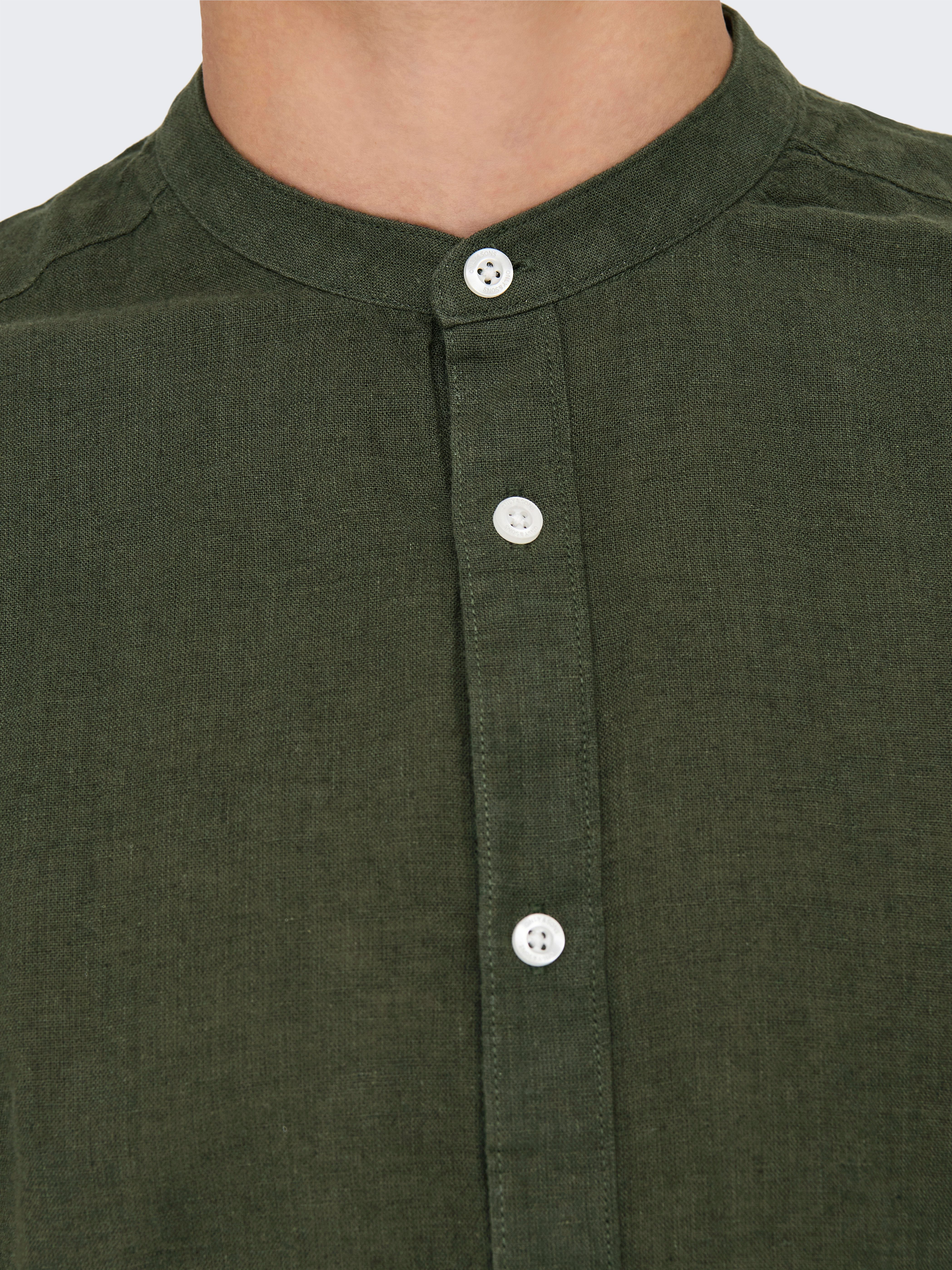 ONLY & SONS Overhemd met lange mouwen ONSCAIDEN LS SOLID LINEN MAO SHIRT NOOS