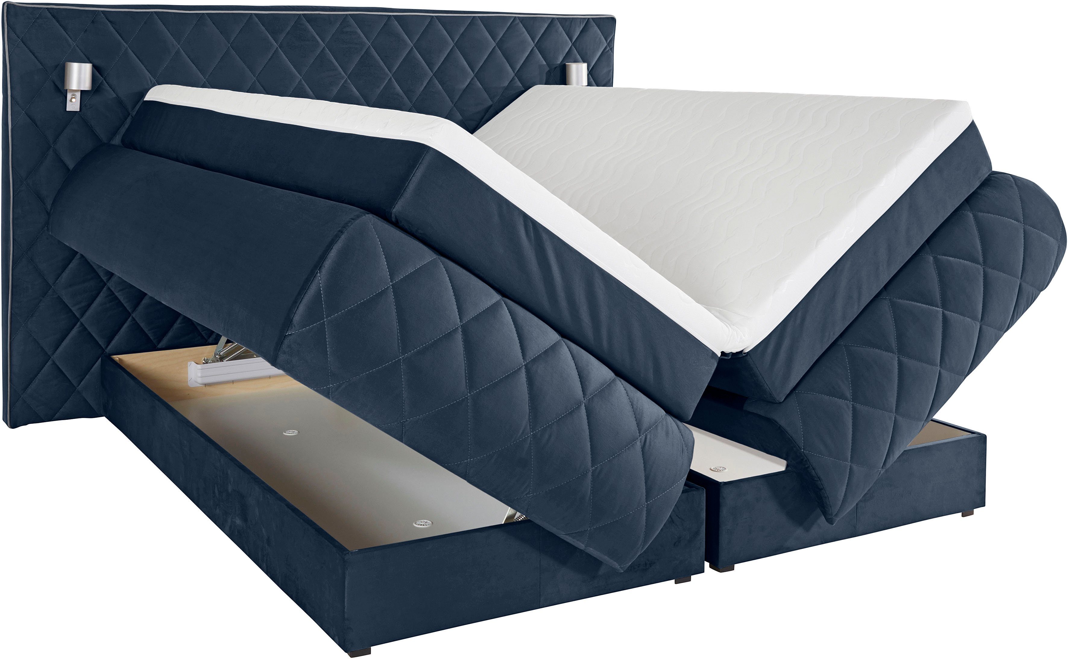 Places of Style Boxspring Alaric naar keuze met en zonder stralen, topmatras pocketvering