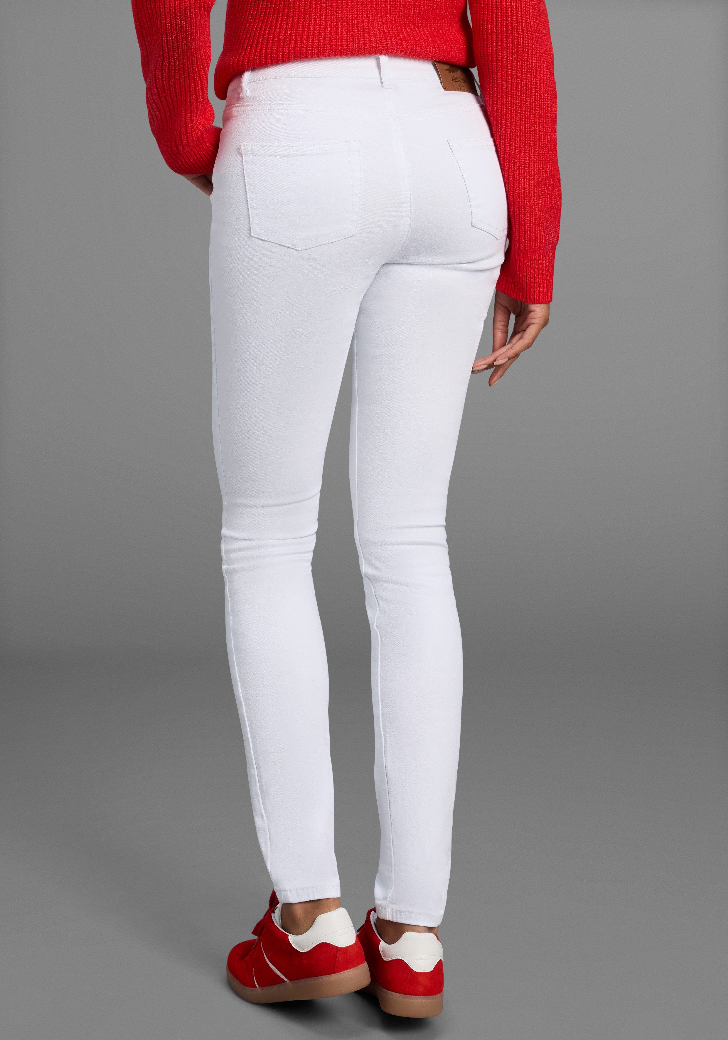 Arizona Slim fit jeans Shaping strakke pasvorm, skinny jeans, used-look-wassing, hoge taille