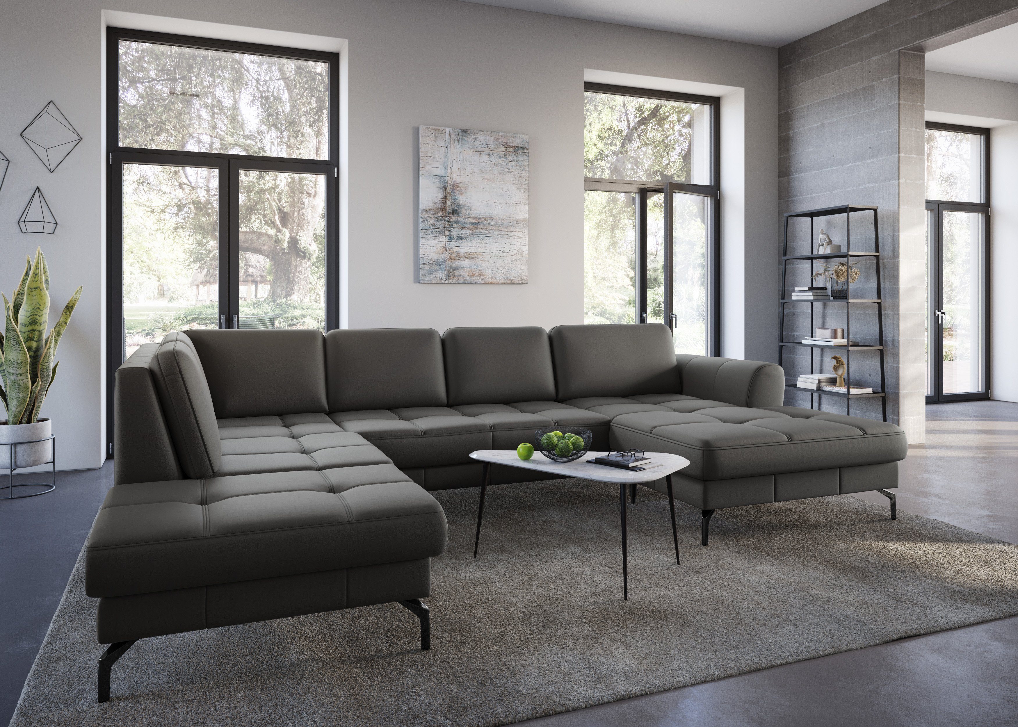 sit&more Zithoek Bendigo U-vorm inclusief zitdiepteverstelling, bodemvrijheid 15 cm, in 2 pootkleuren
