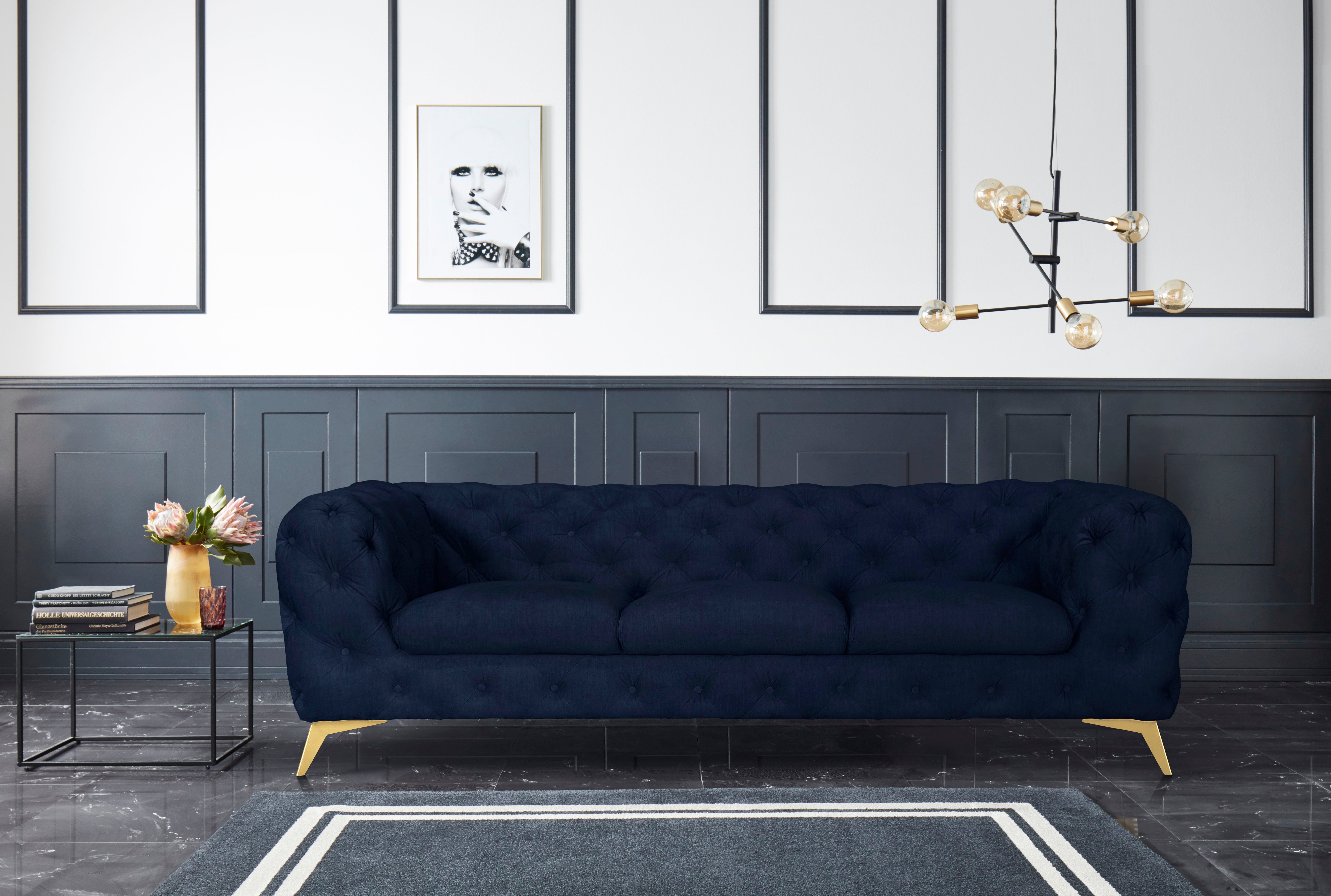 Leonique Chesterfield-bank Glynis luxueuze capitonnage, moderne chesterfield look, kleur van de poten ter keuze