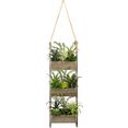 creativ green kunst-potplanten houten deco ladder met vetplanten (1 stuk) groen