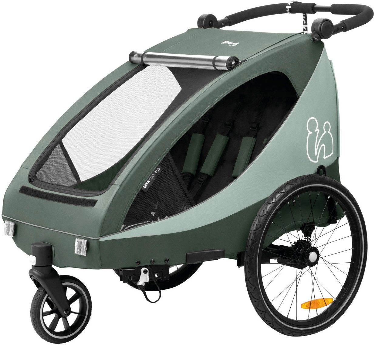 Hauck Kinderen fiets aanhanger 2in1 Bike Trailer und Buggy Dryk Duo Plus, dark green