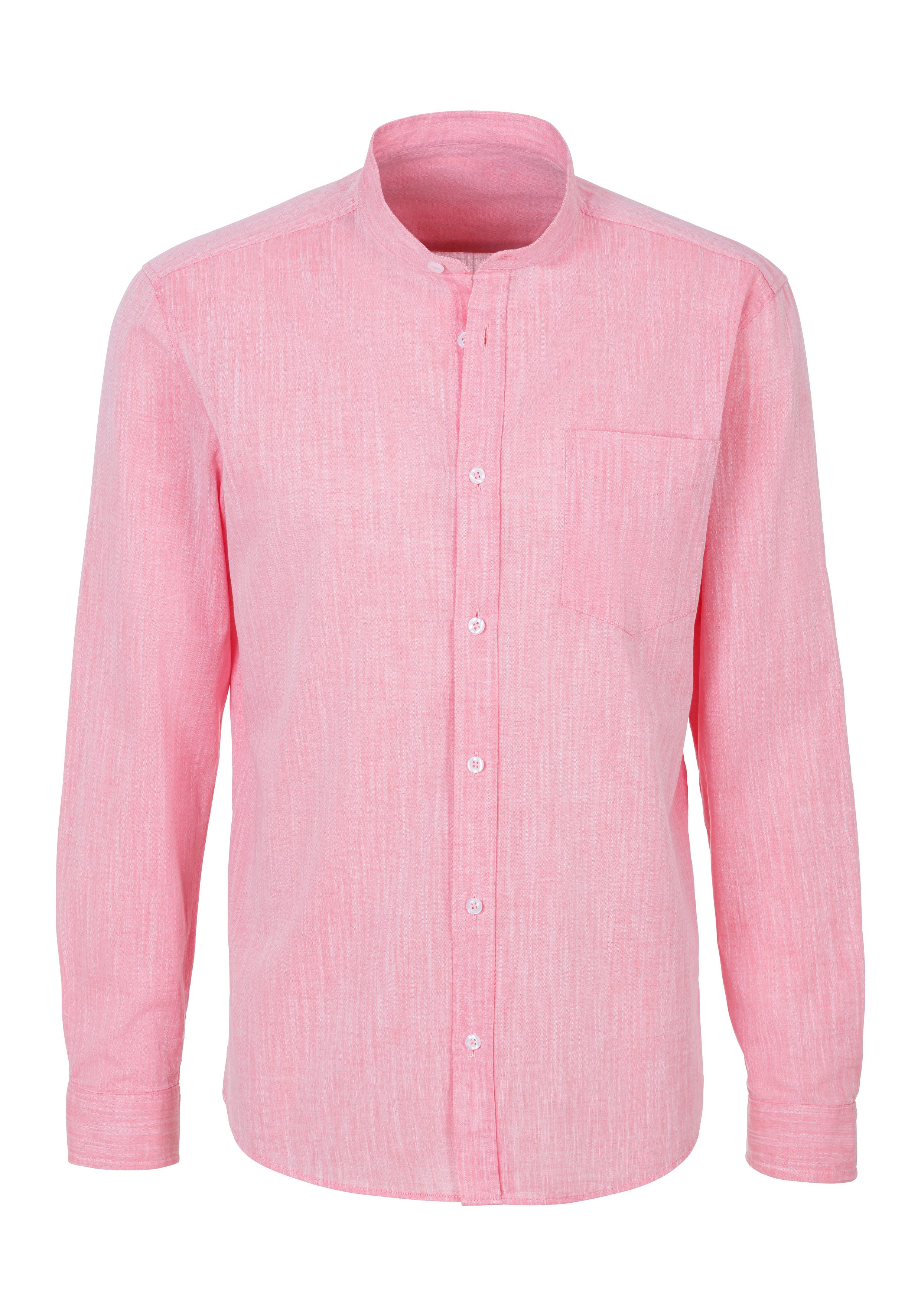 H.I.S Overhemd met lange mouwen Regular fit, staande kraag shirt met borstzak, 100% katoen