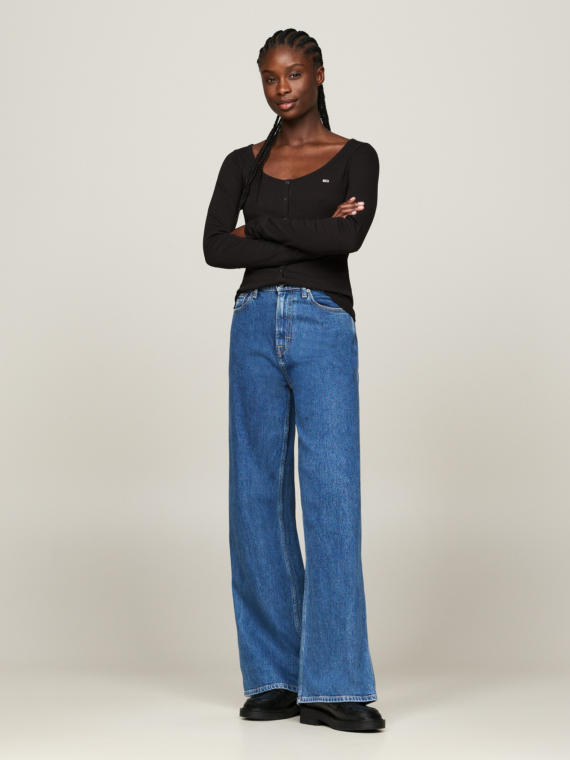 TOMMY JEANS Shirt met lange mouwen TJW SLIM BUTTON THRU LS