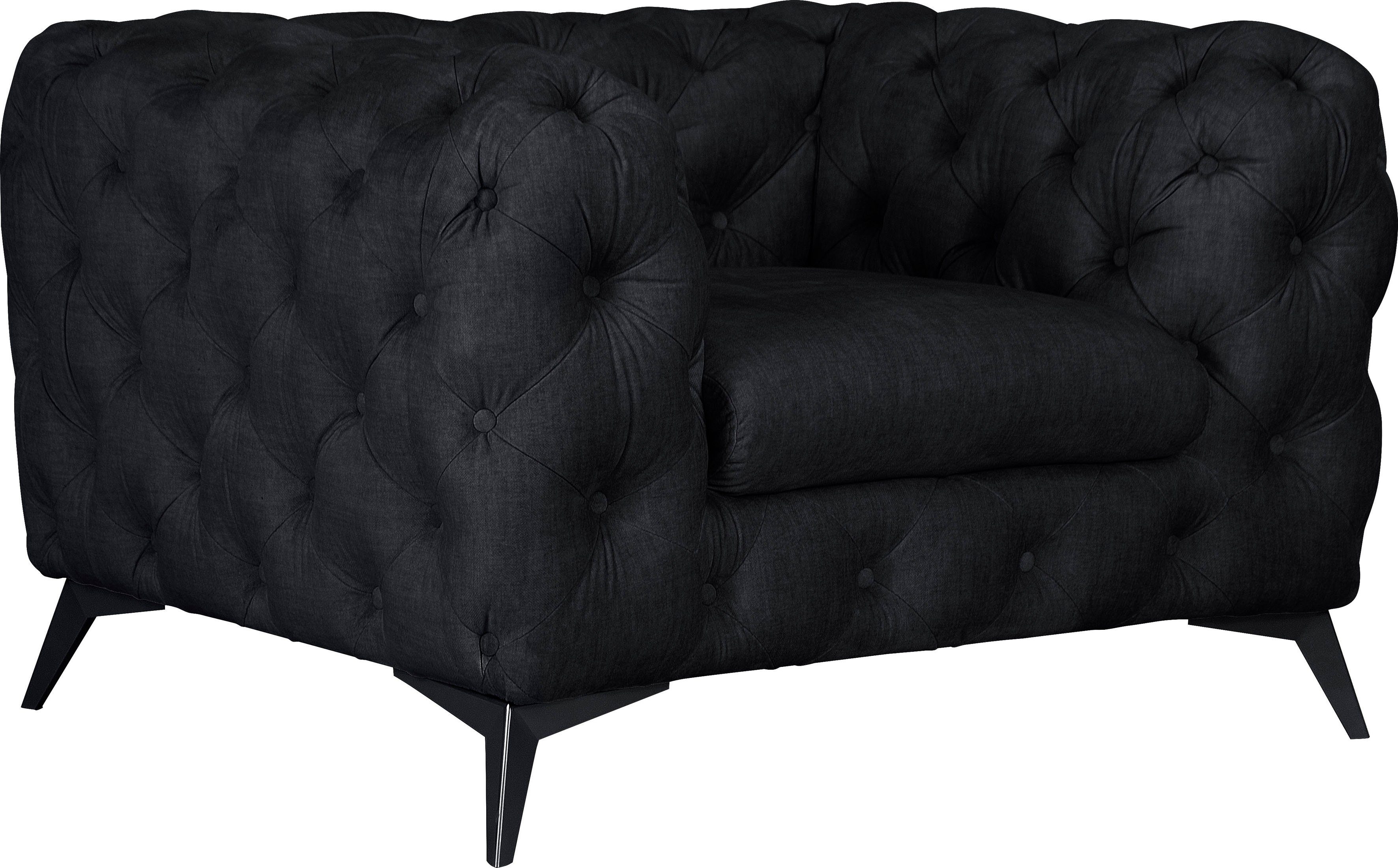 Leonique Chesterfield-fauteuil Glynis Fauteuil luxueuze capitonnage, moderne chesterfield look, kleur van de poten ter keuze