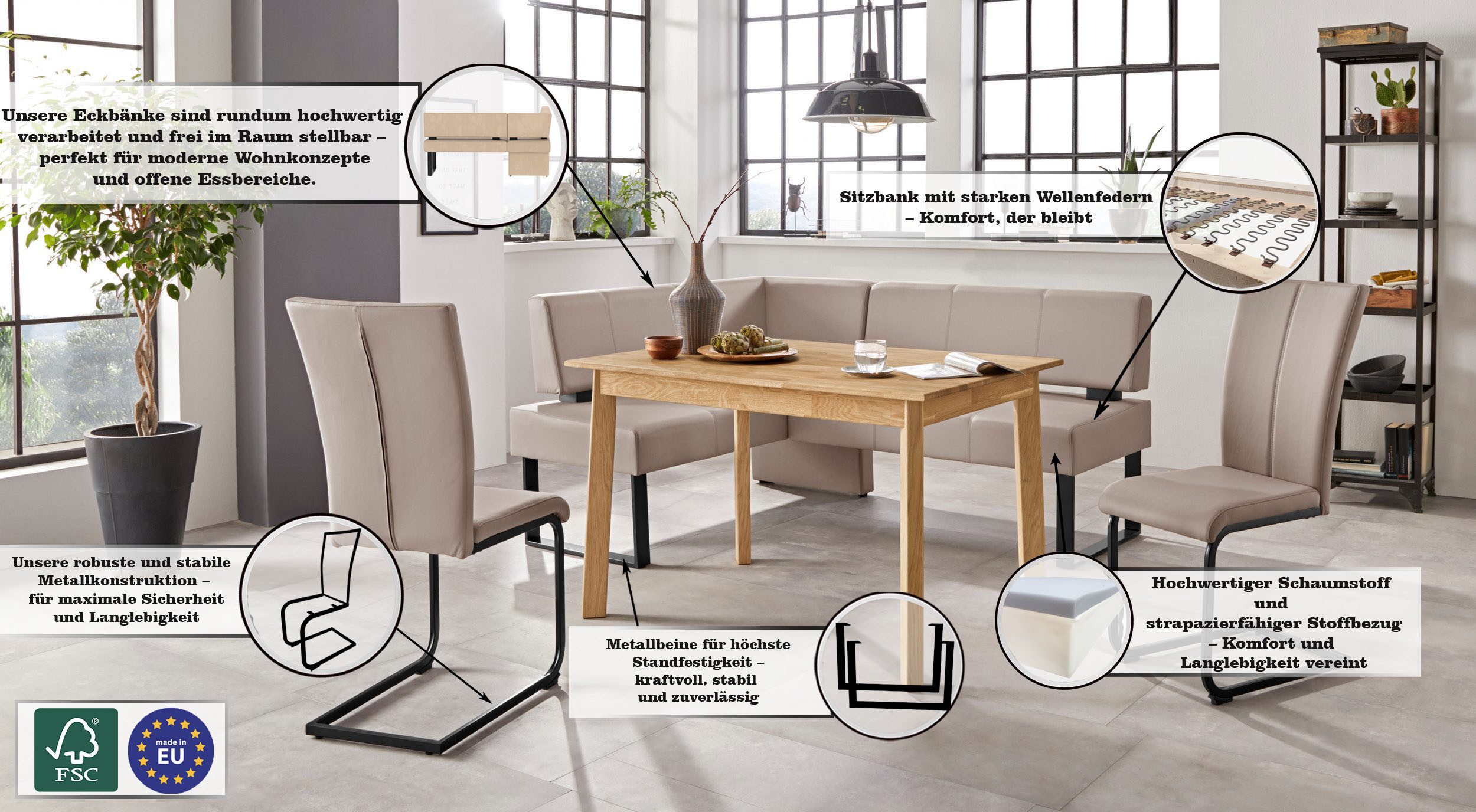 Home affaire Hoekbank Oliver met metalen frame, keukenbank verschillende hoezen cord eetkamerbank ottos choice