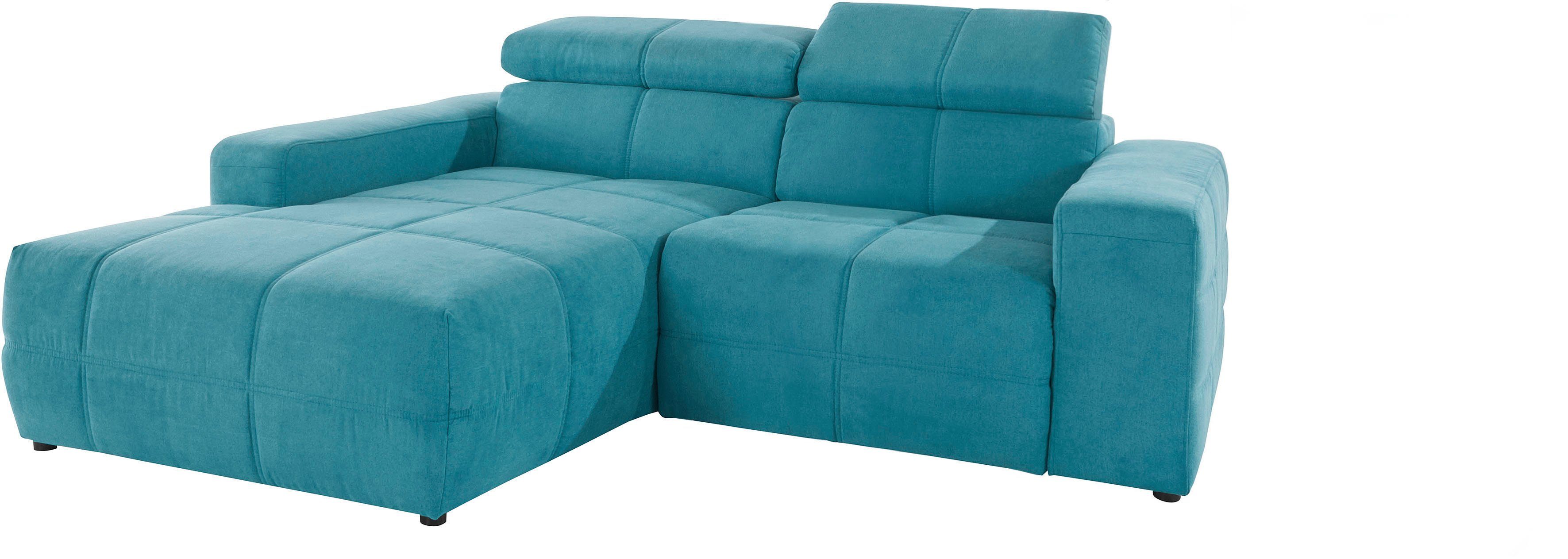 DOMO collection Hoekbank Brandon, incl. Hoofdsteunverstelling, B/D/H: 214/100/80 cm, L-Vorm