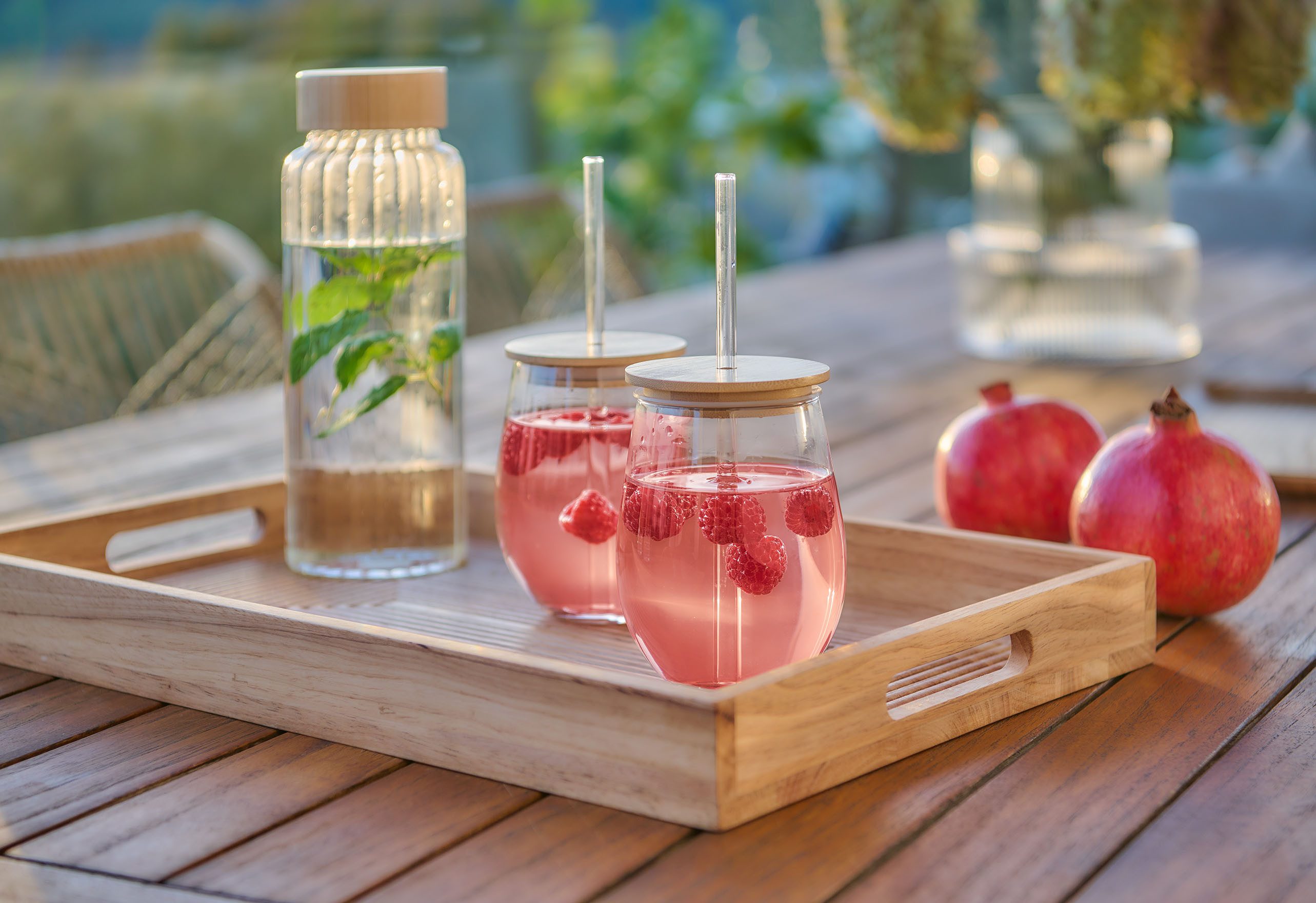 Zeller Present Glazenset 4-delig, inclusief rietje, 500 ml (set, 4-delig)