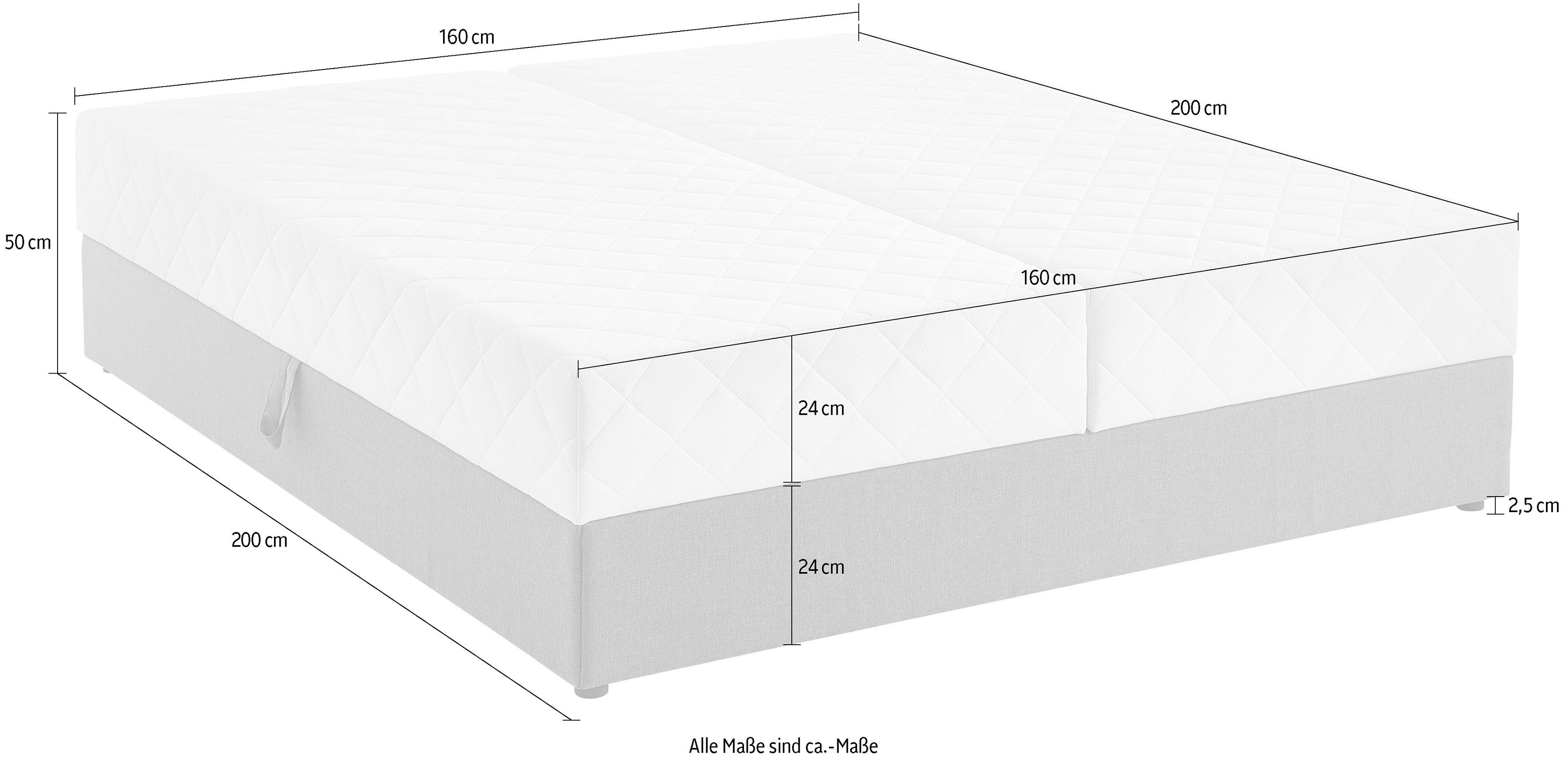 ATLANTIC home collection Boxspring BELINA met pocketveringmatras en ruime bedlade