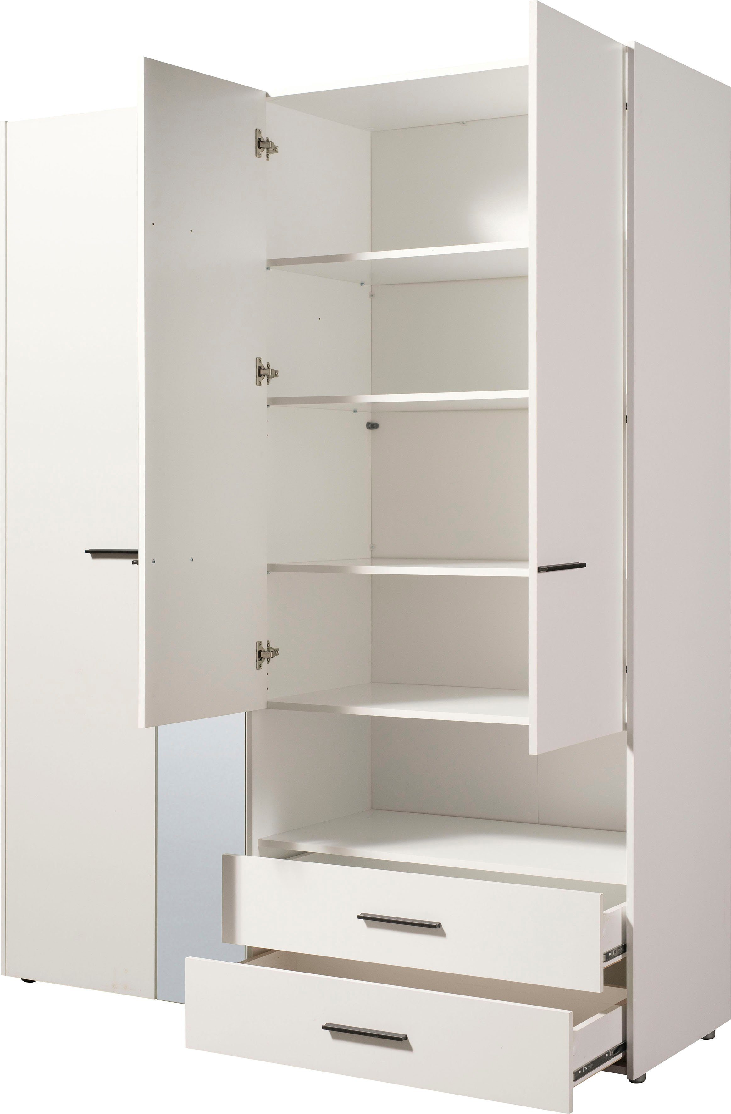 INOSIGN Kledingkast Leon, FSC®-gecertificeerd houtmateriaal met spiegel, binneninrichting en 2 lades, 127,5x55x205,5 cm