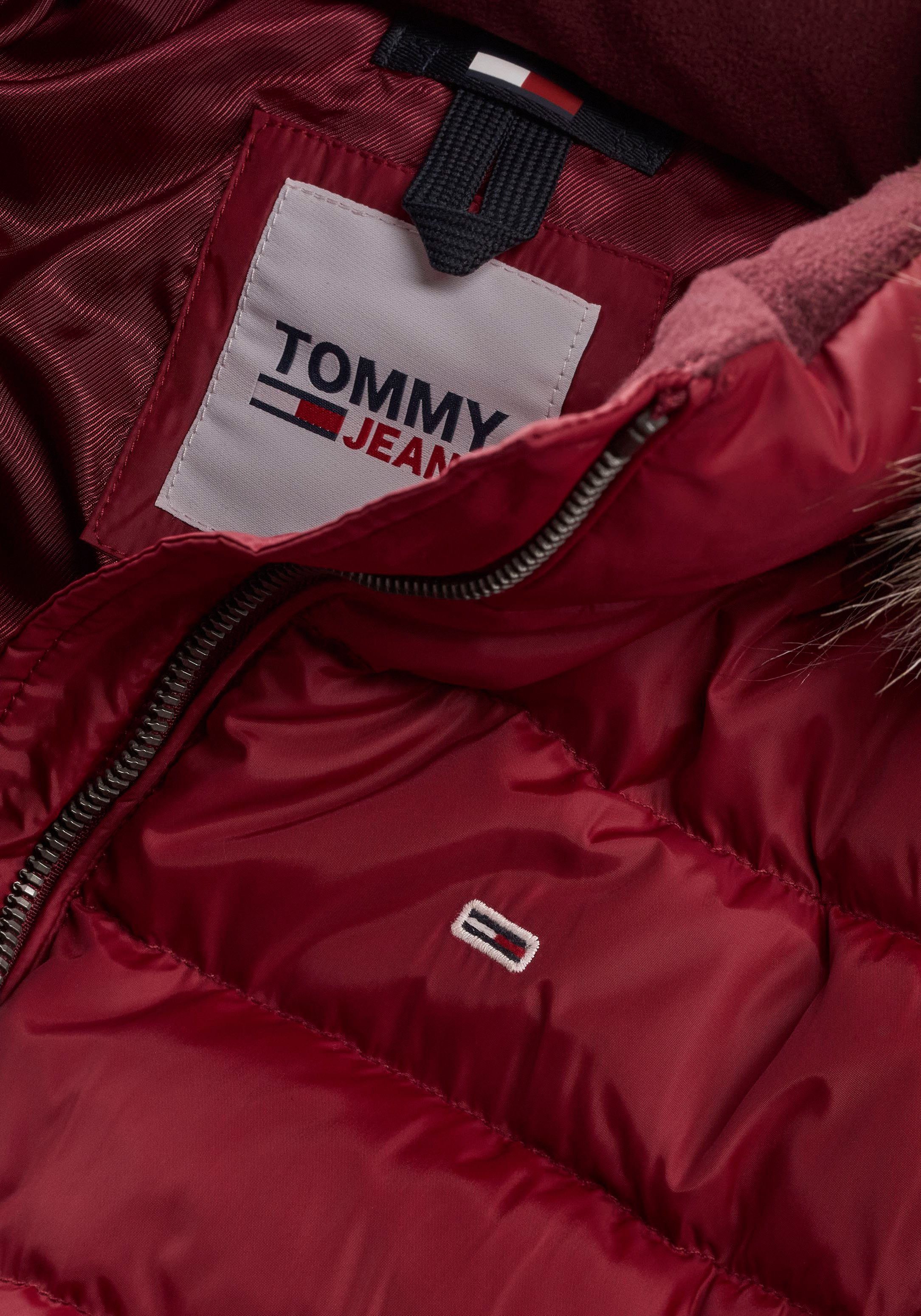 TOMMY JEANS Donsjack BASIC HOODED DOWN JACKET met imitatiebont aan de capuchon & tommy jeans-merklabel