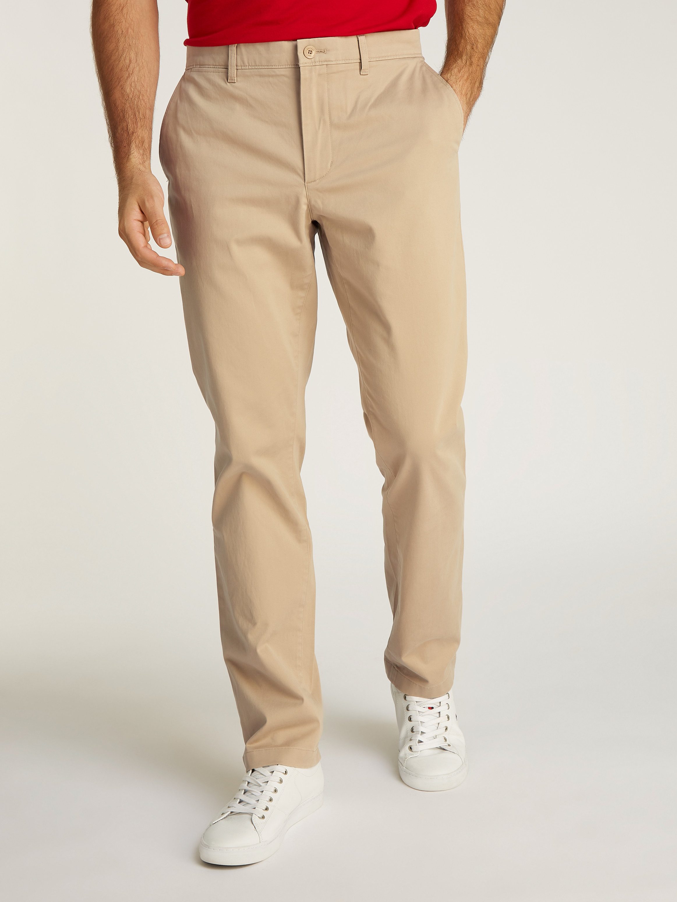 Tommy Hilfiger Chino DENTON CHINO SATIN met achterzakken met knoop logo-borduursel