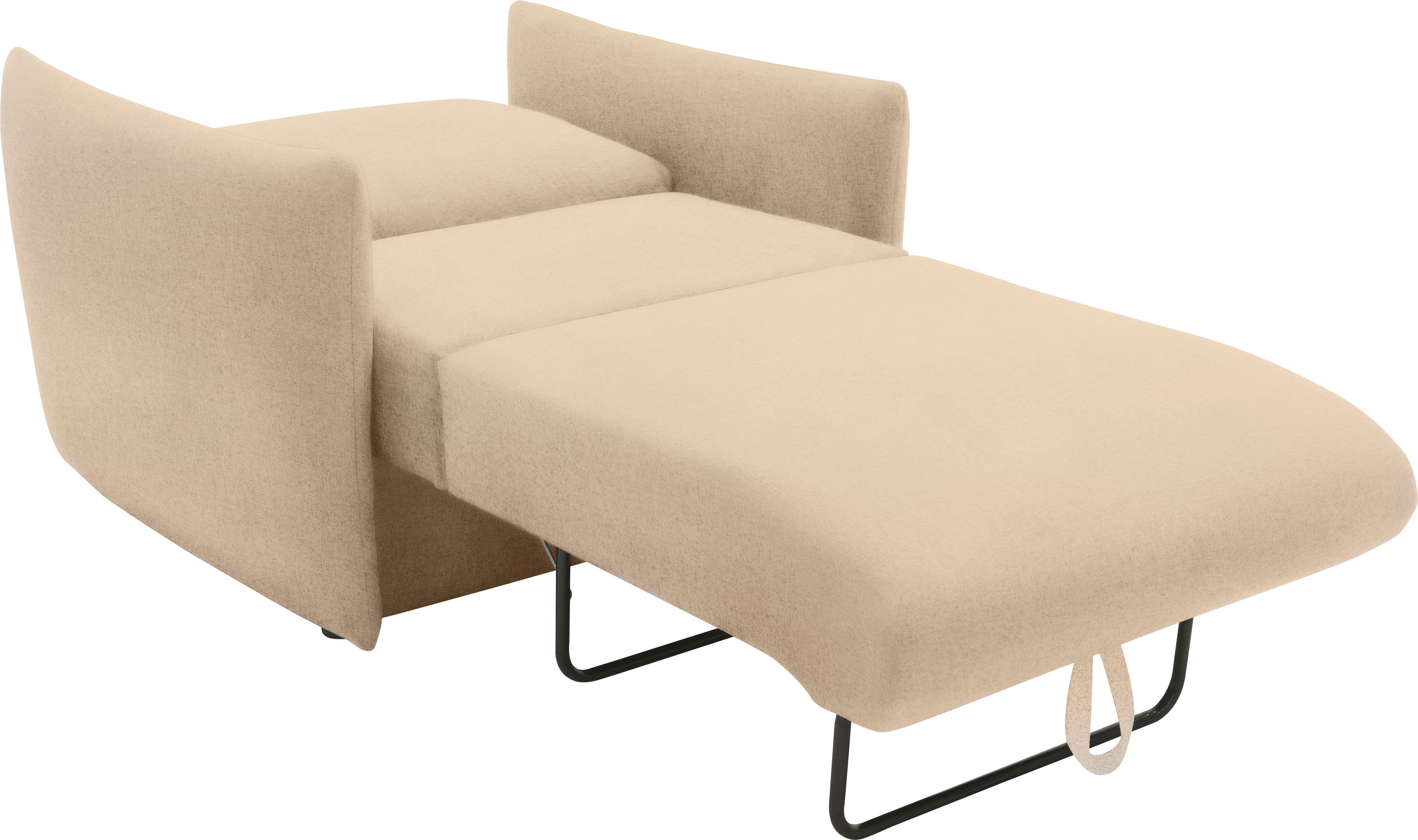 DOMO collection Fauteuil 700023 veelzijdig als lounge stoel, relaxligstoel en logeerbed Slaapfunctie, bonellvering, stabiele ligoppervlak ca. 70 x 195 cm