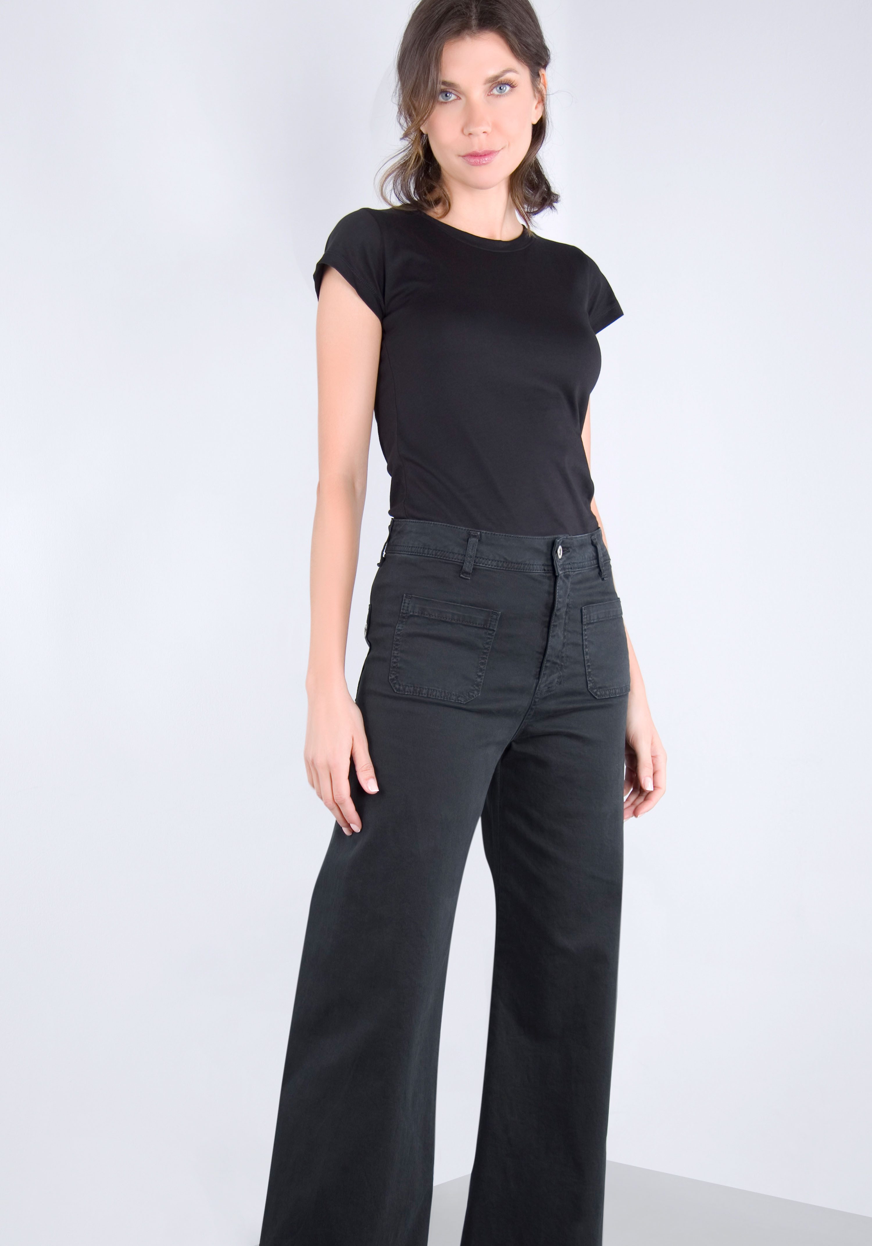 Please Jeans Broek met wijde pijpen van hoogwaardige katoenmix met stretch