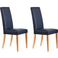 home affaire stoel java frame van massief hout, in een set van 2, met naturelkleurige of donkere massief houten poten (set, 2 stuks) blauw