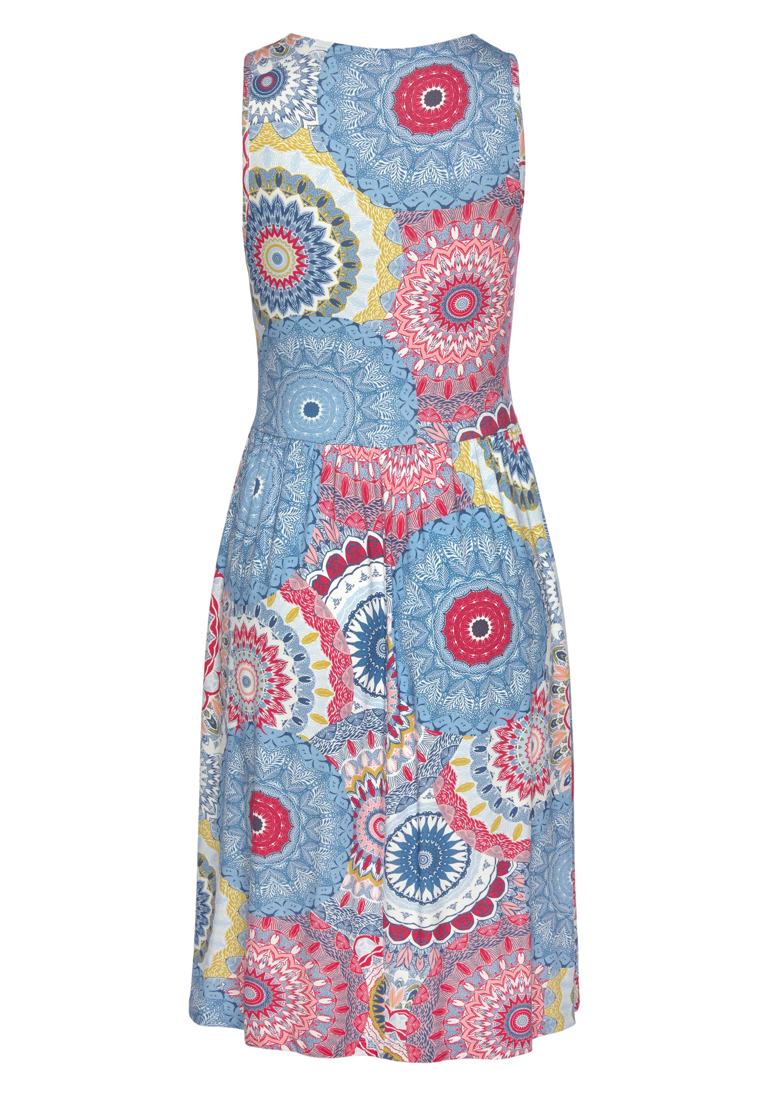 Vivance Jerseyjurk met all-over print en v-hals, kleurrijke zomerjurk