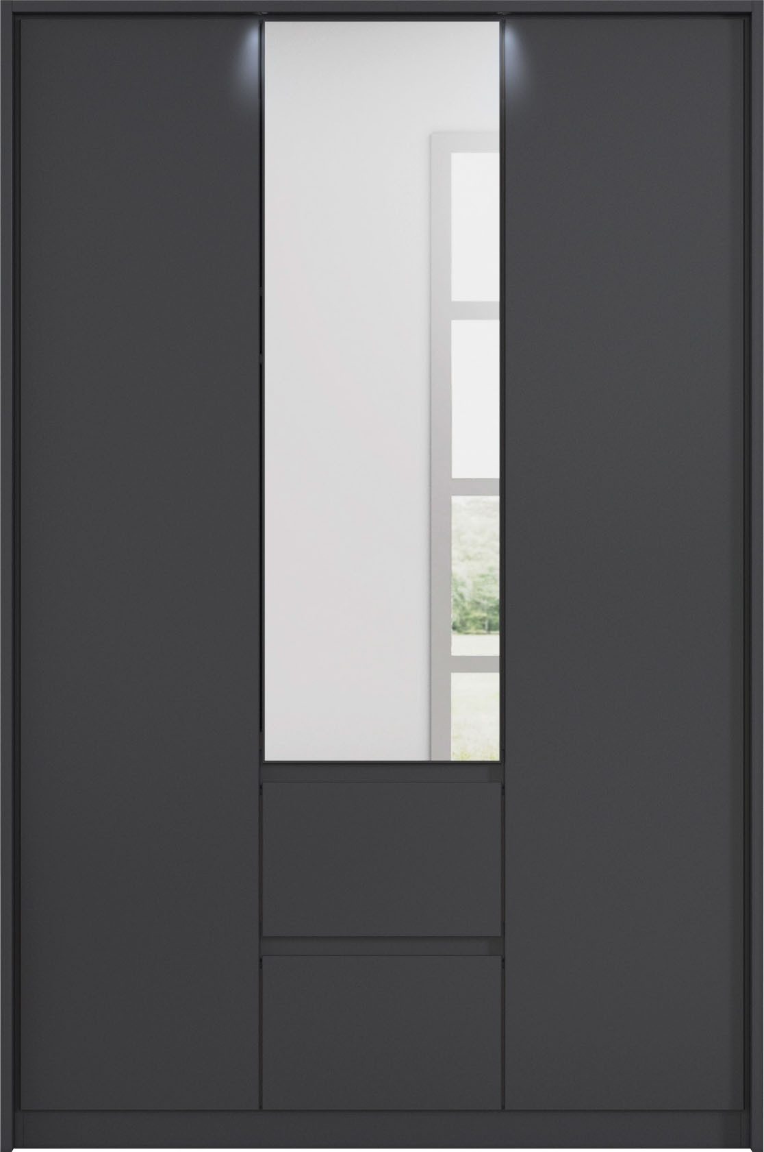 rauch Draaideurkast Mainz met spiegel en passe-partout optioneel met verlichting, buitendeuren met push-to-openfunctie
