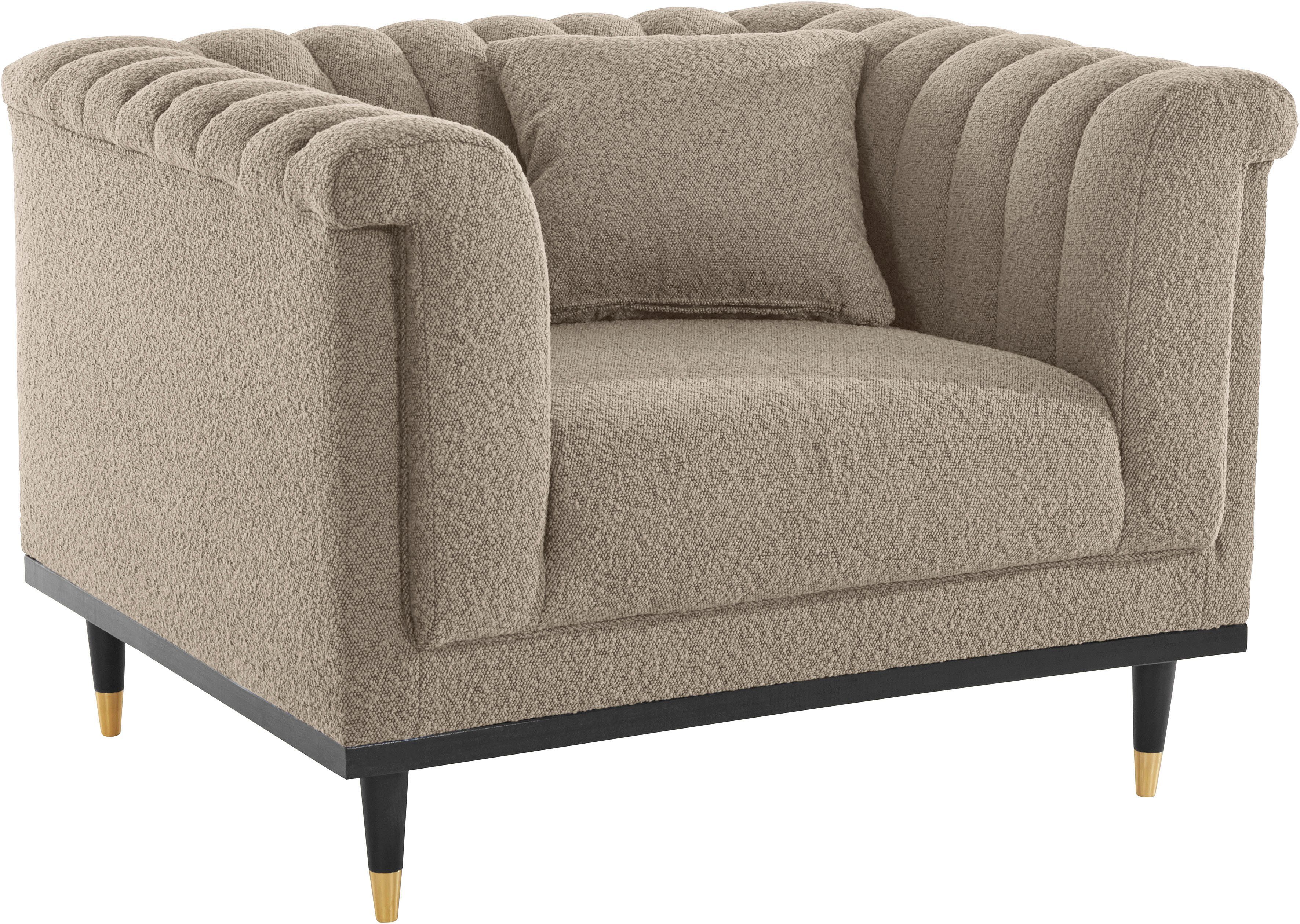 Guido Maria Kretschmer Home&Living Cocktailfauteuil Chamby New stoel bouclé-structuurbekleding met stiksels bij de leuning