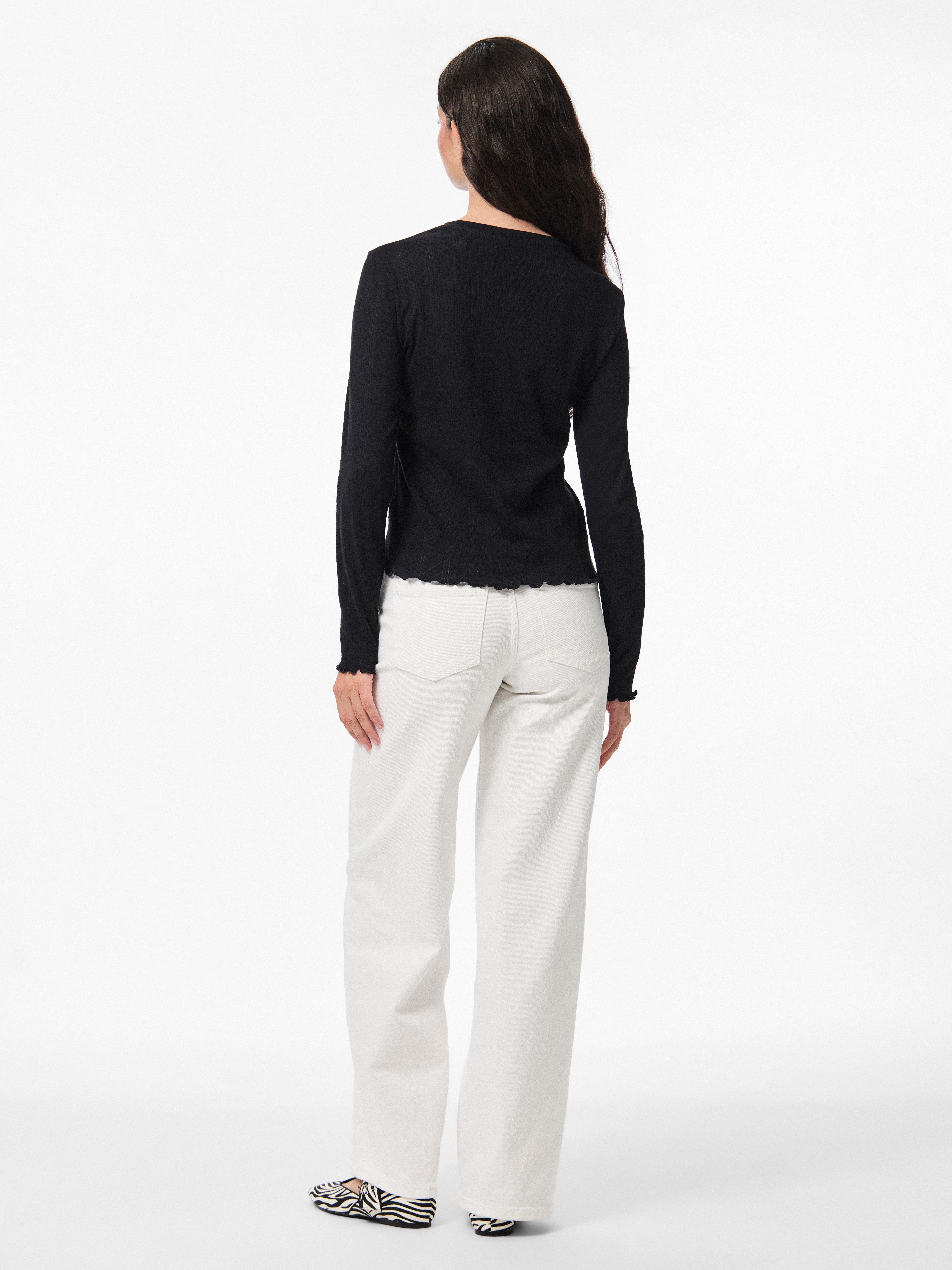 pieces Shirt met lange mouwen PCMARIE LS O-NECK POIN TOP JRS NOOS BC
