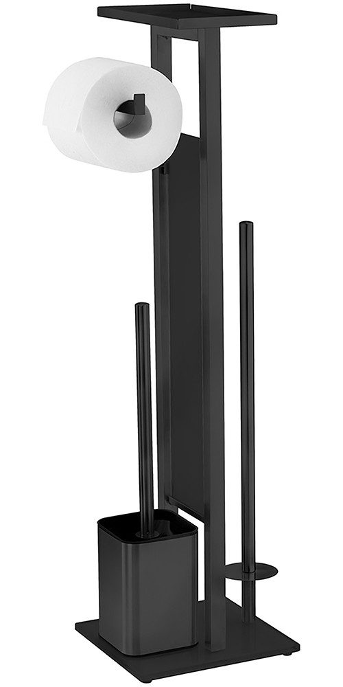 WENKO Toiletset Model Debar Standset met plank, roestvrij staal, bodemplaat van veiligheidsglas wc-accessoires zwart