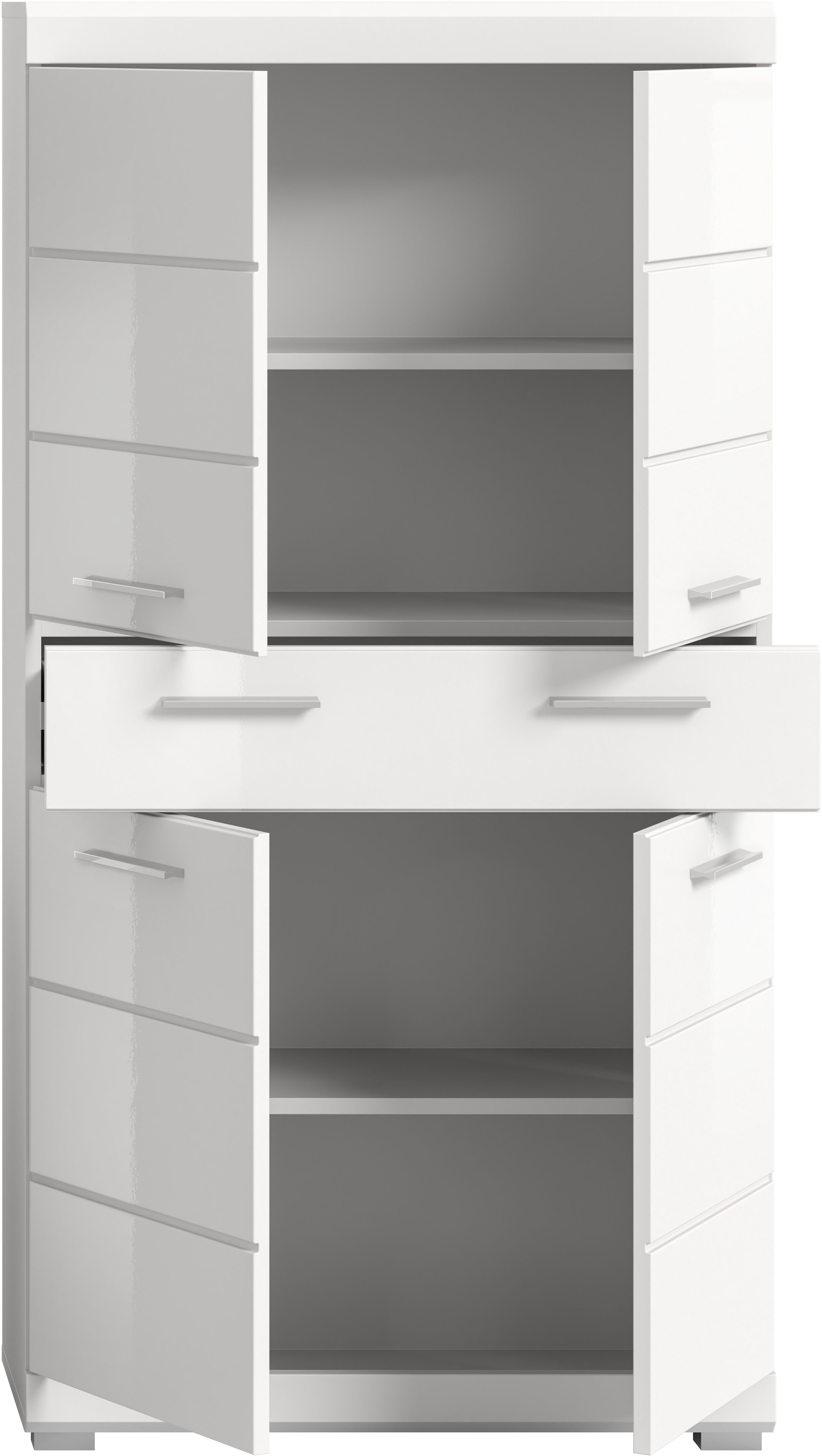 INOSIGN Halfhoge kast Siena, breedte 74 cm, 4 deuren, 1 lade, 4 vakken, MDF-front in verschillende kleuren verkrijgbaar, badkamermeubels, badkamerkast, kast, badkamer
