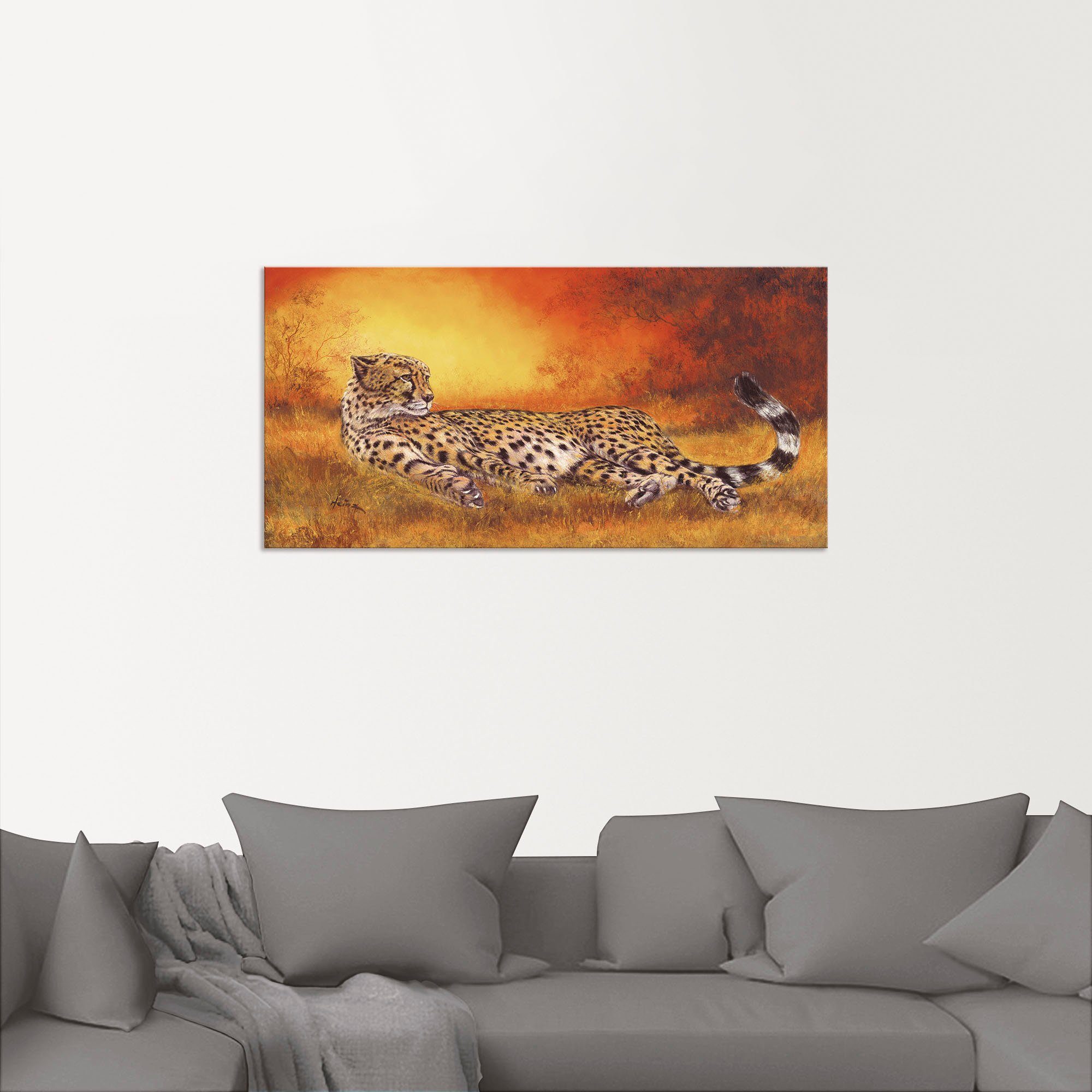 Artland Artprint Jachtluipaard als artprint van aluminium, artprint voor buiten, artprint op linnen, poster, muursticker