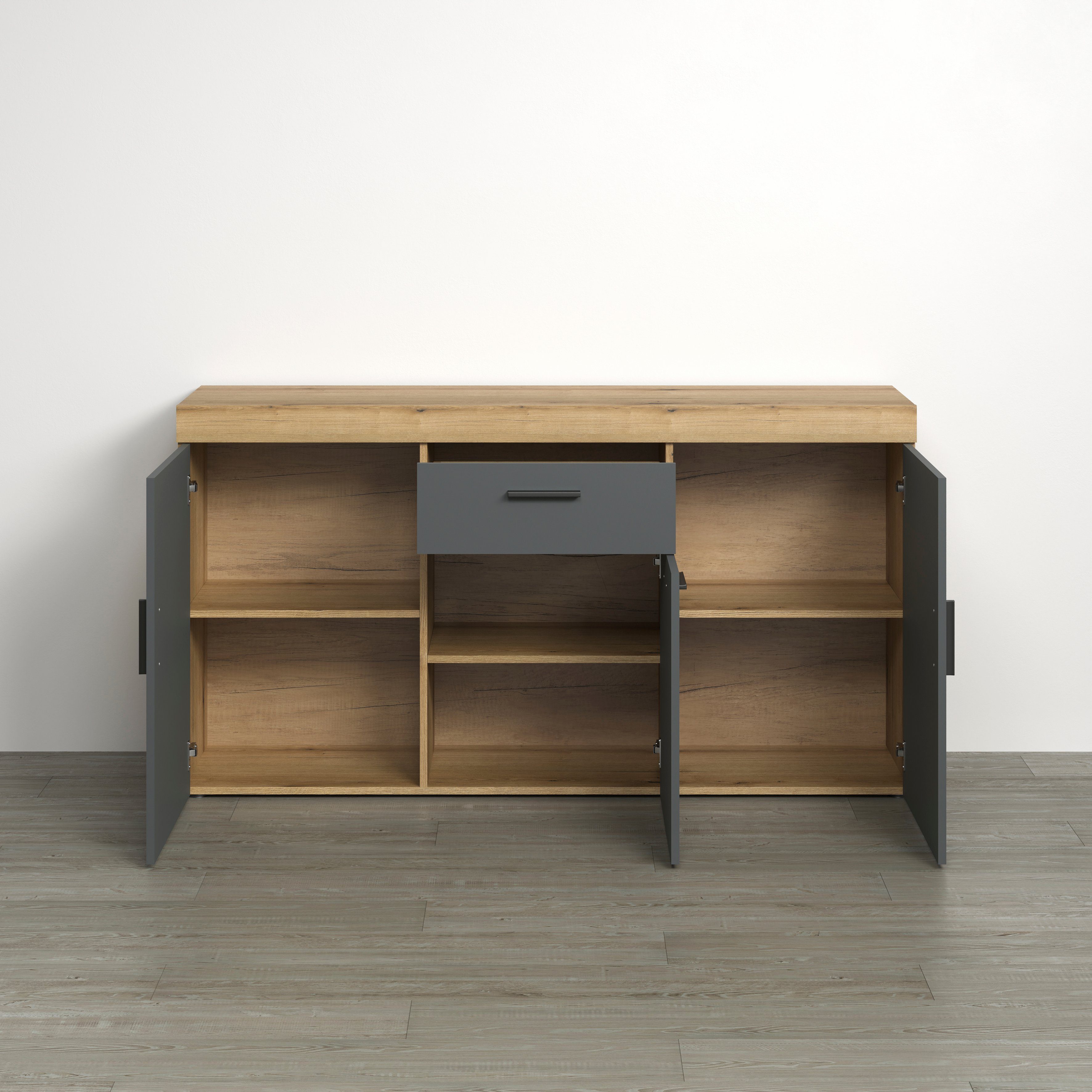 Home affaire Dressoir Gent Commode met eindhoutapplicaties - (B/D/H): 160/42/86 cm (1 stuk)