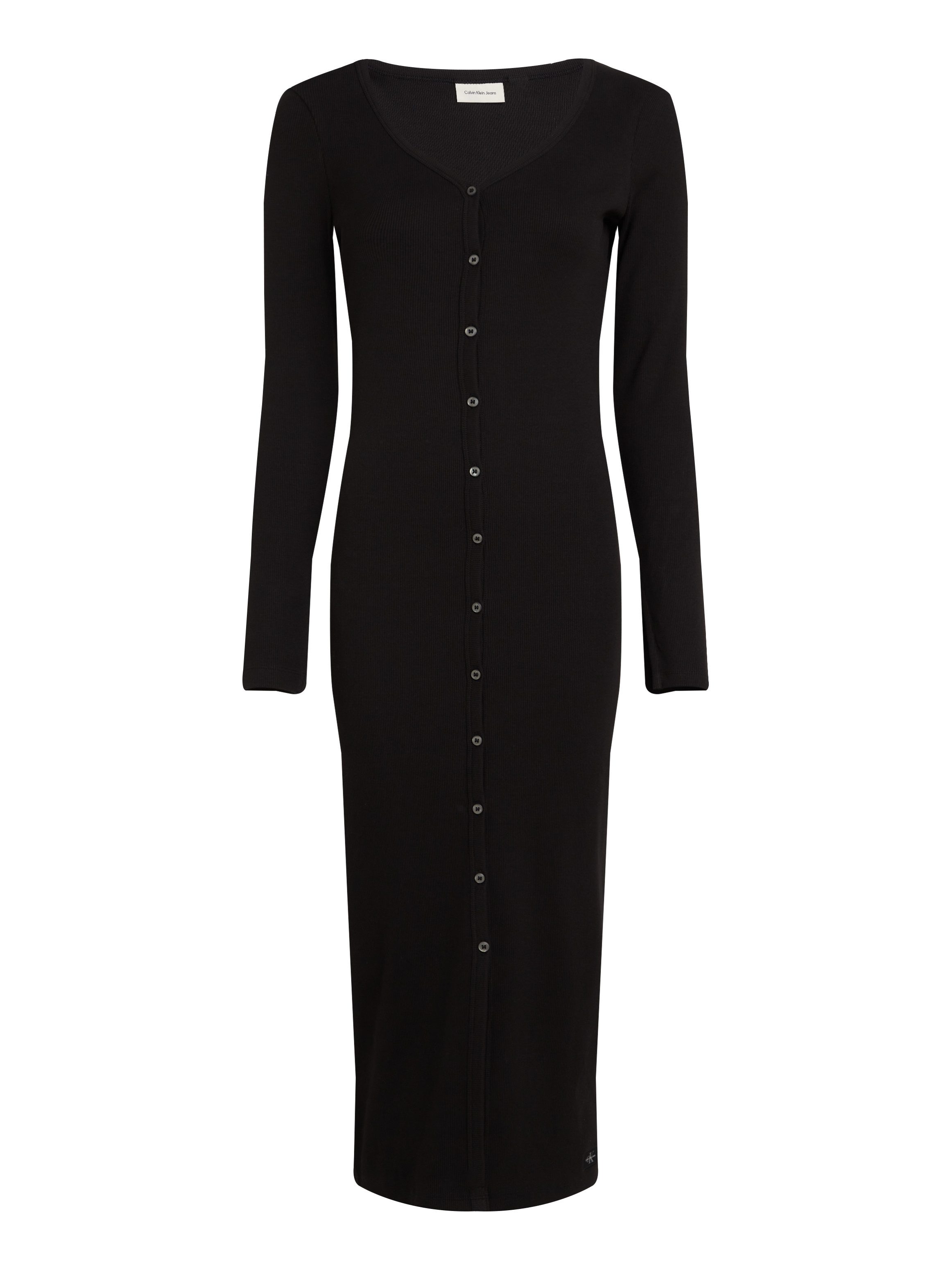 Calvin Klein Maxi-jurk WOVEN LABEL LS RIB DRESS