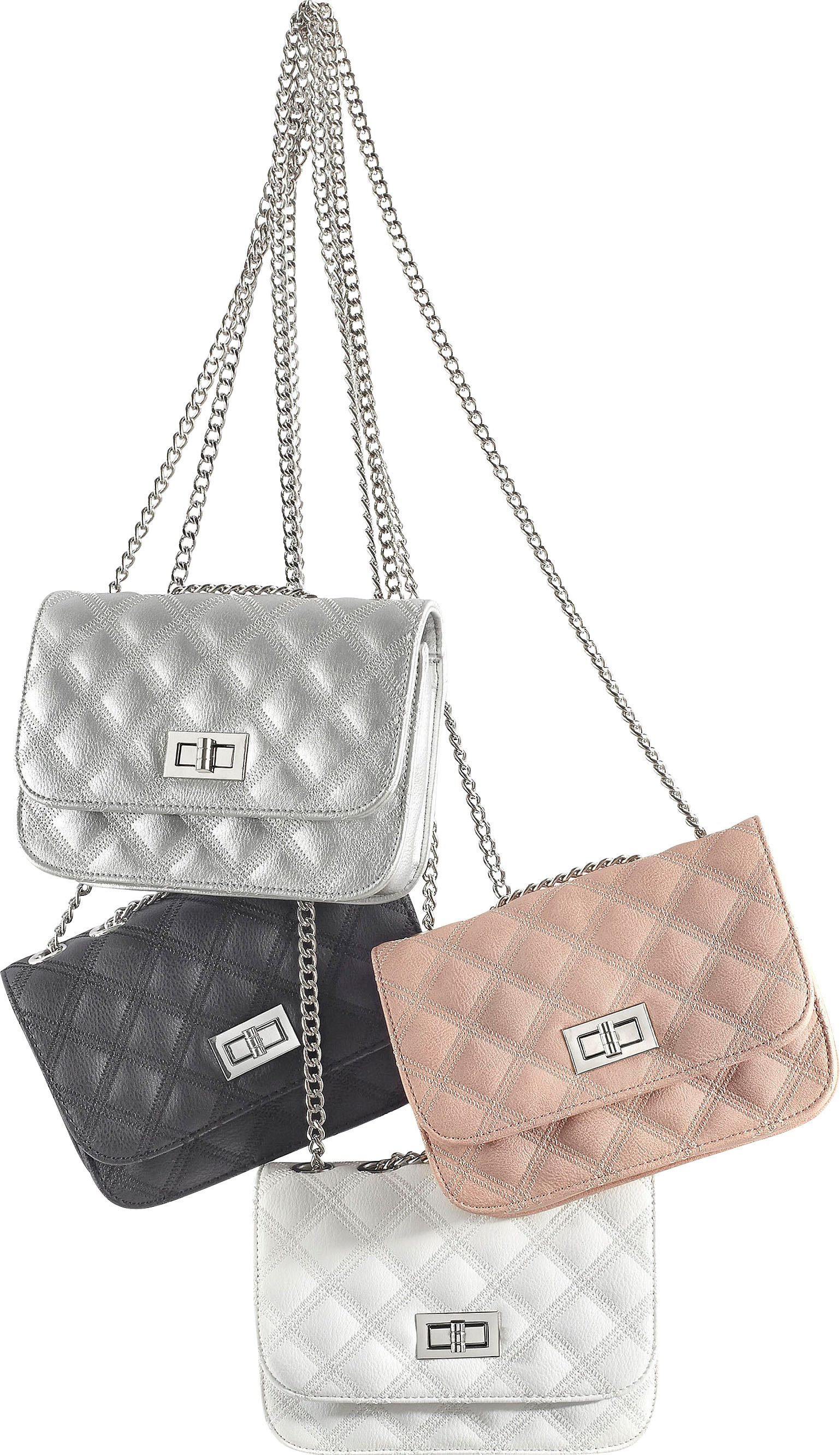 Lascana Schoudertas Minibag Handtas met kettinghengsel crossbody tas VEGAN