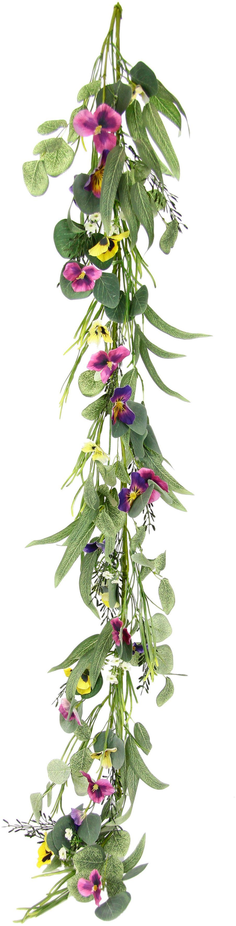 I.GE.A. Kunstbloem Viooltjesrank Bloemrank, stiefmoeder rank, guirlande, klimop, kamer, muur, bruiloft kunstbloemen multicolor