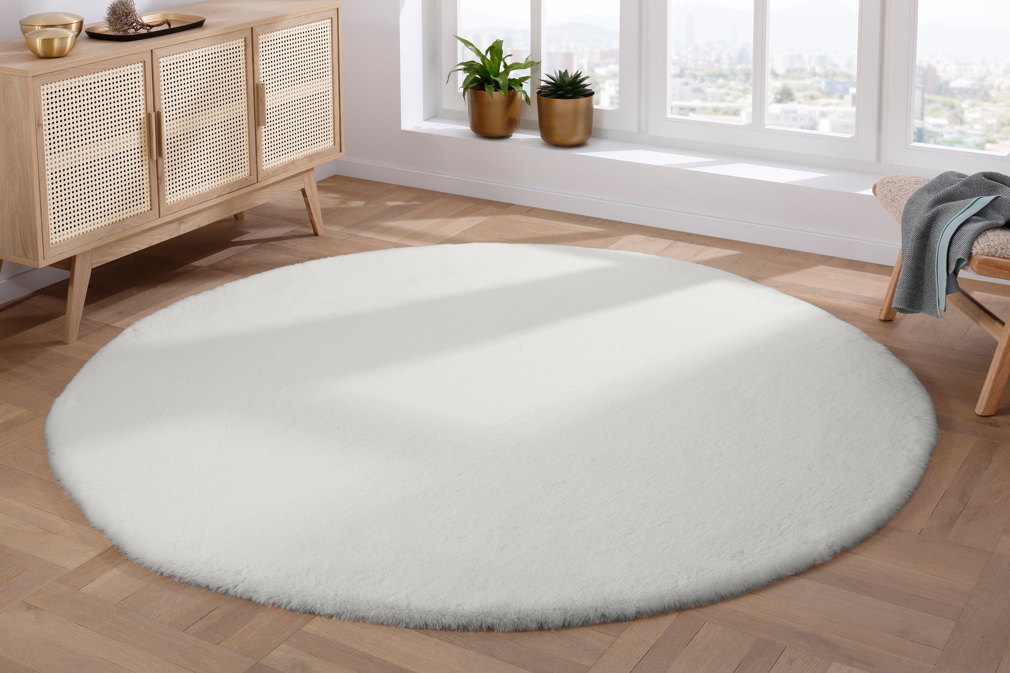 my home Vachtvloerkleed Rabbit, imitatiebont, konijnenbont-gevoel, microvezel, bijzonder hoog en pluizig, woonkamer, slaapkamer, kinderkamer
